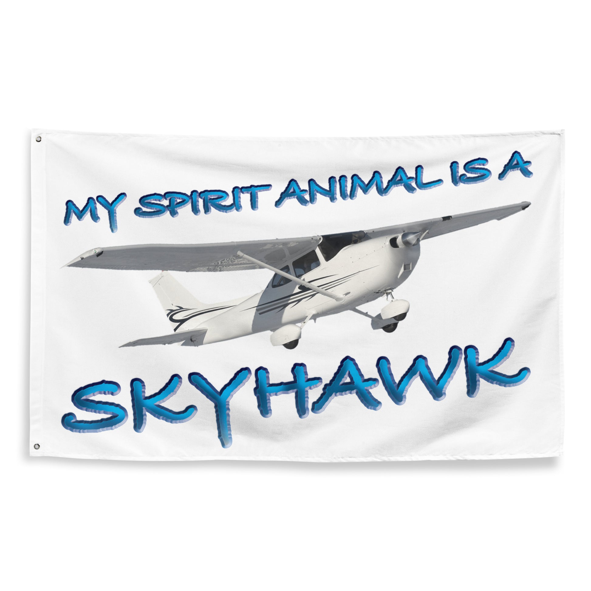 My Spirit Animal is a Skyhawk - flag (blue)