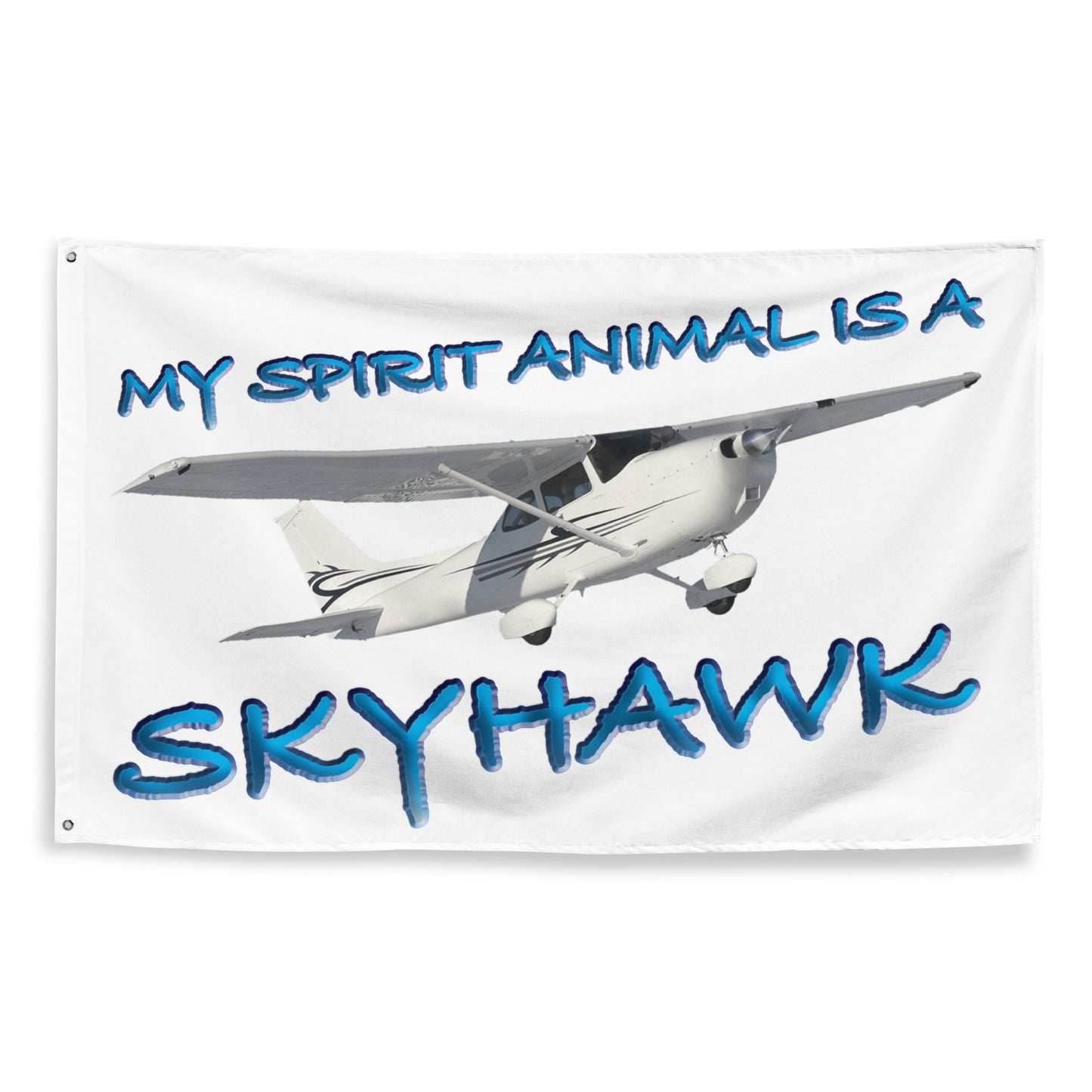 My Spirit Animal is a Skyhawk - flag (blue)
