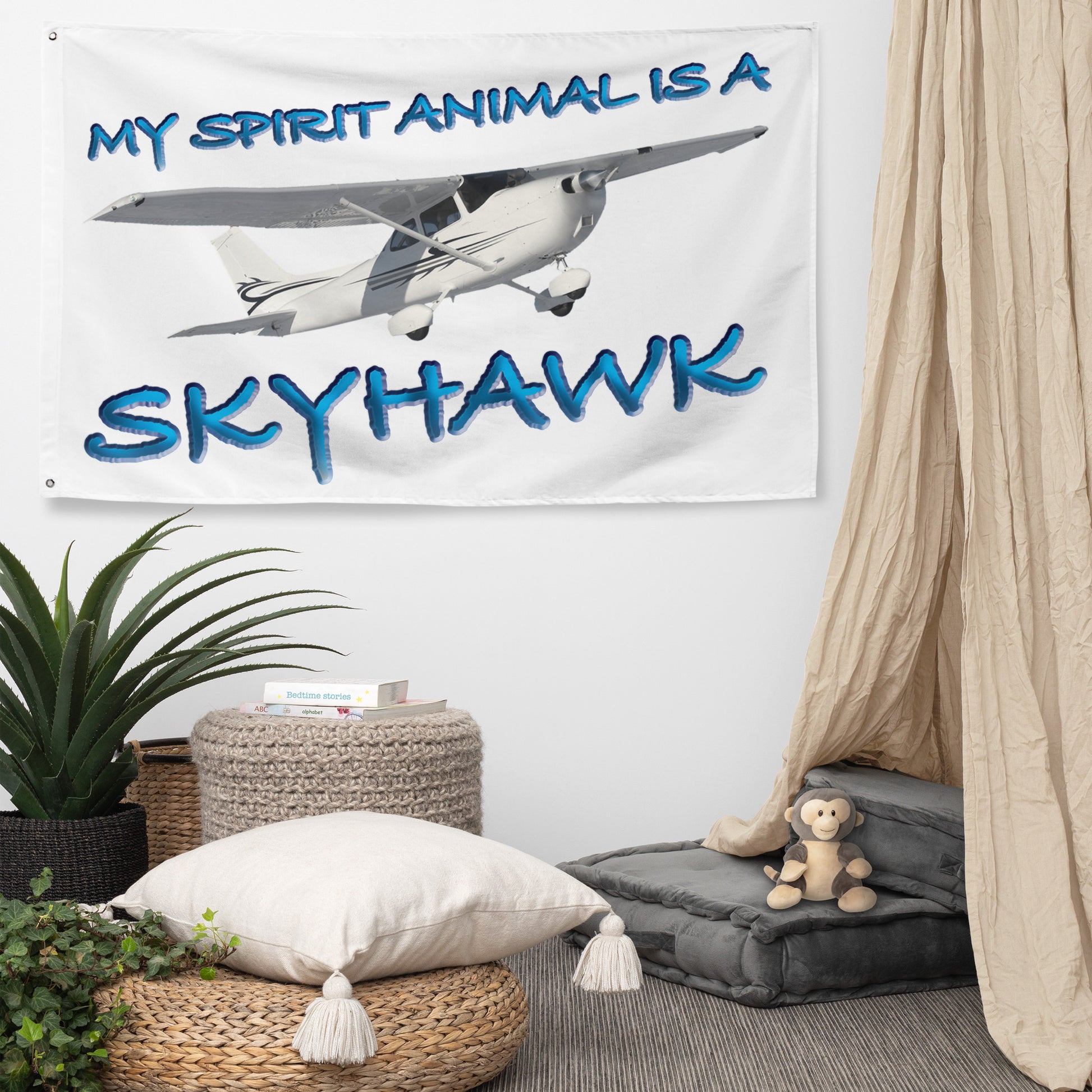 My Spirit Animal is a Skyhawk - flag (blue)