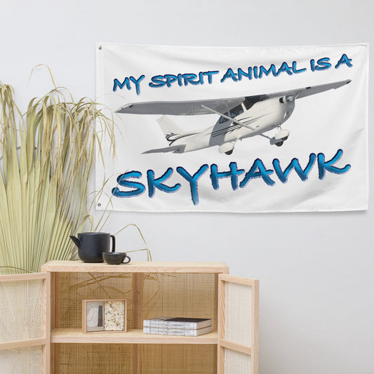 My Spirit Animal is a Skyhawk - flag (blue)