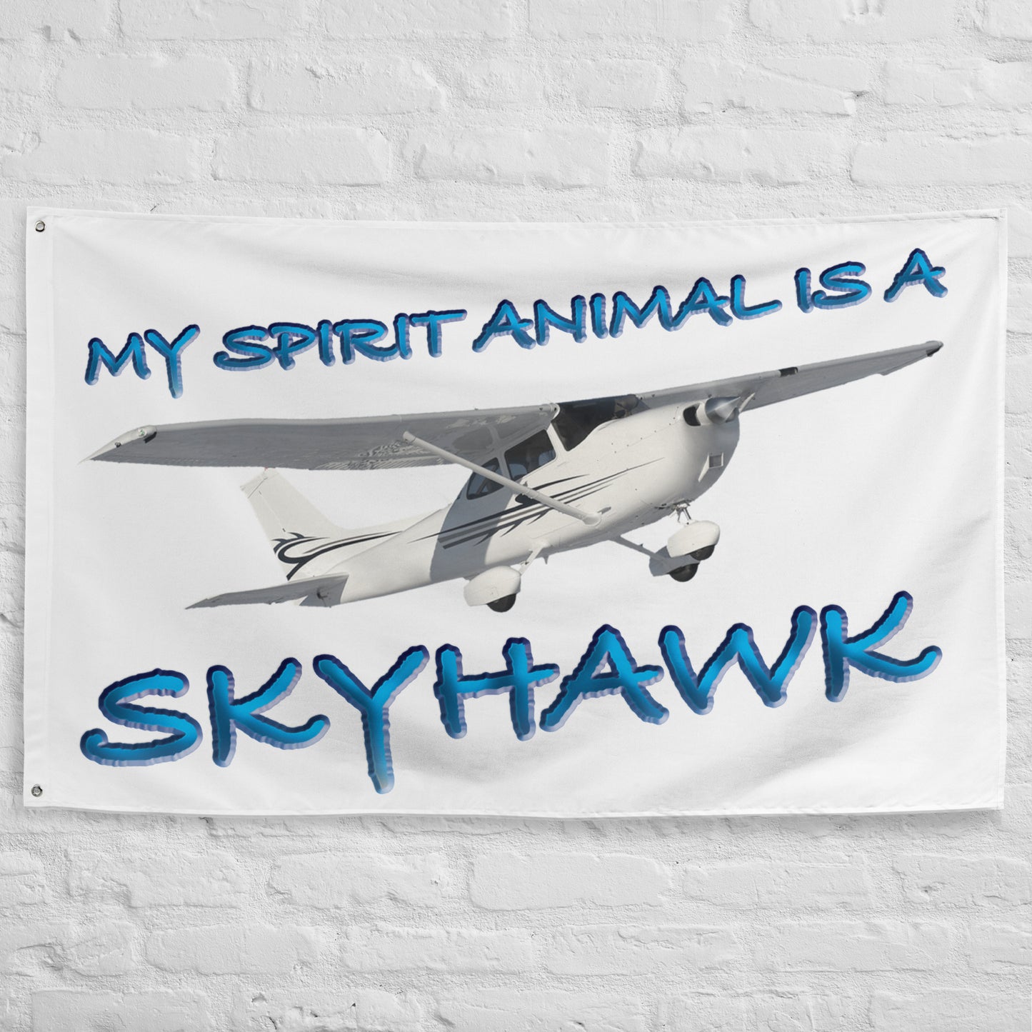 My Spirit Animal is a Skyhawk - flag (blue)