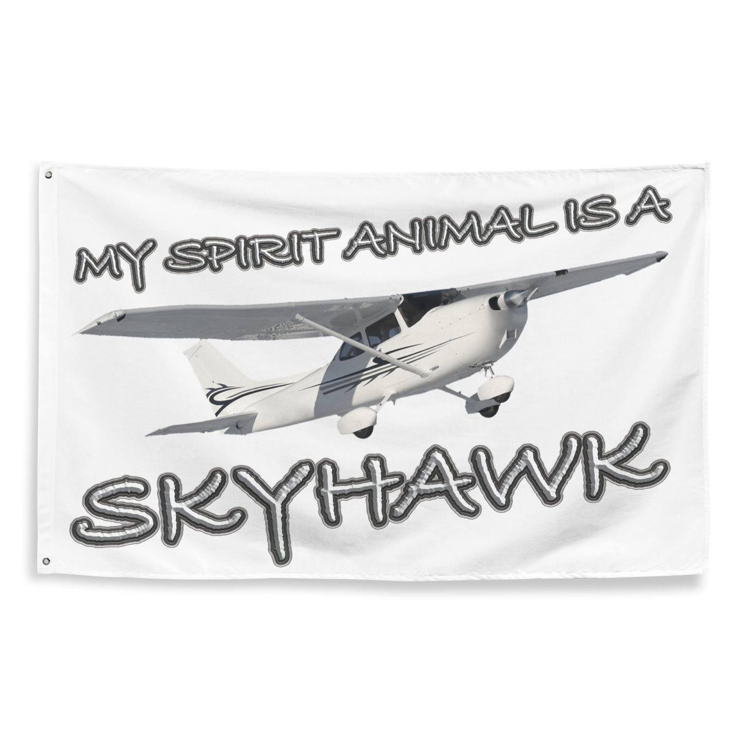 My Spirit Animal is a Skyhawk - flag (white)