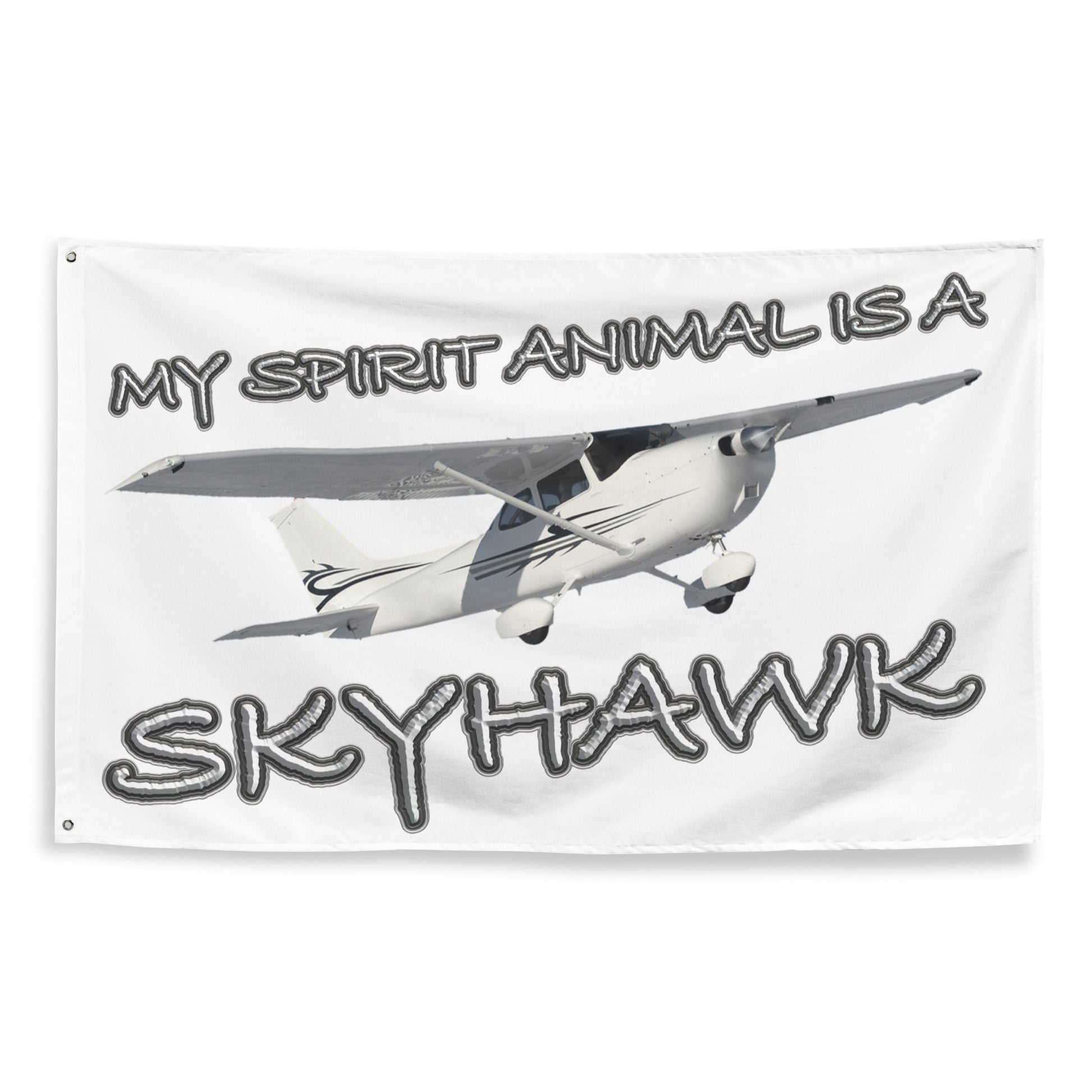 My Spirit Animal is a Skyhawk - flag (white)