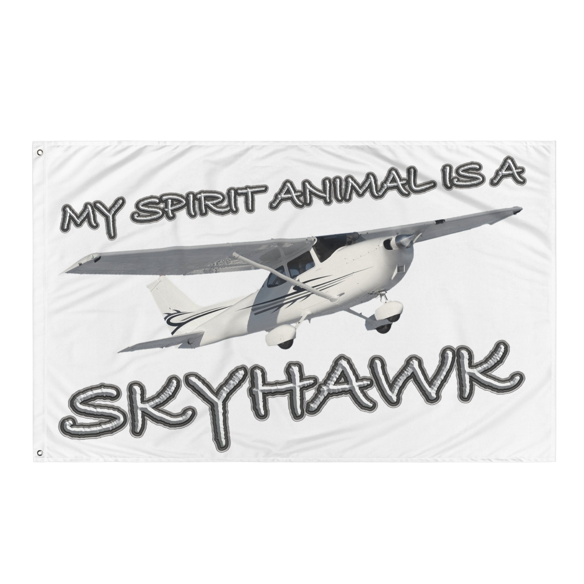 My Spirit Animal is a Skyhawk - flag (white)