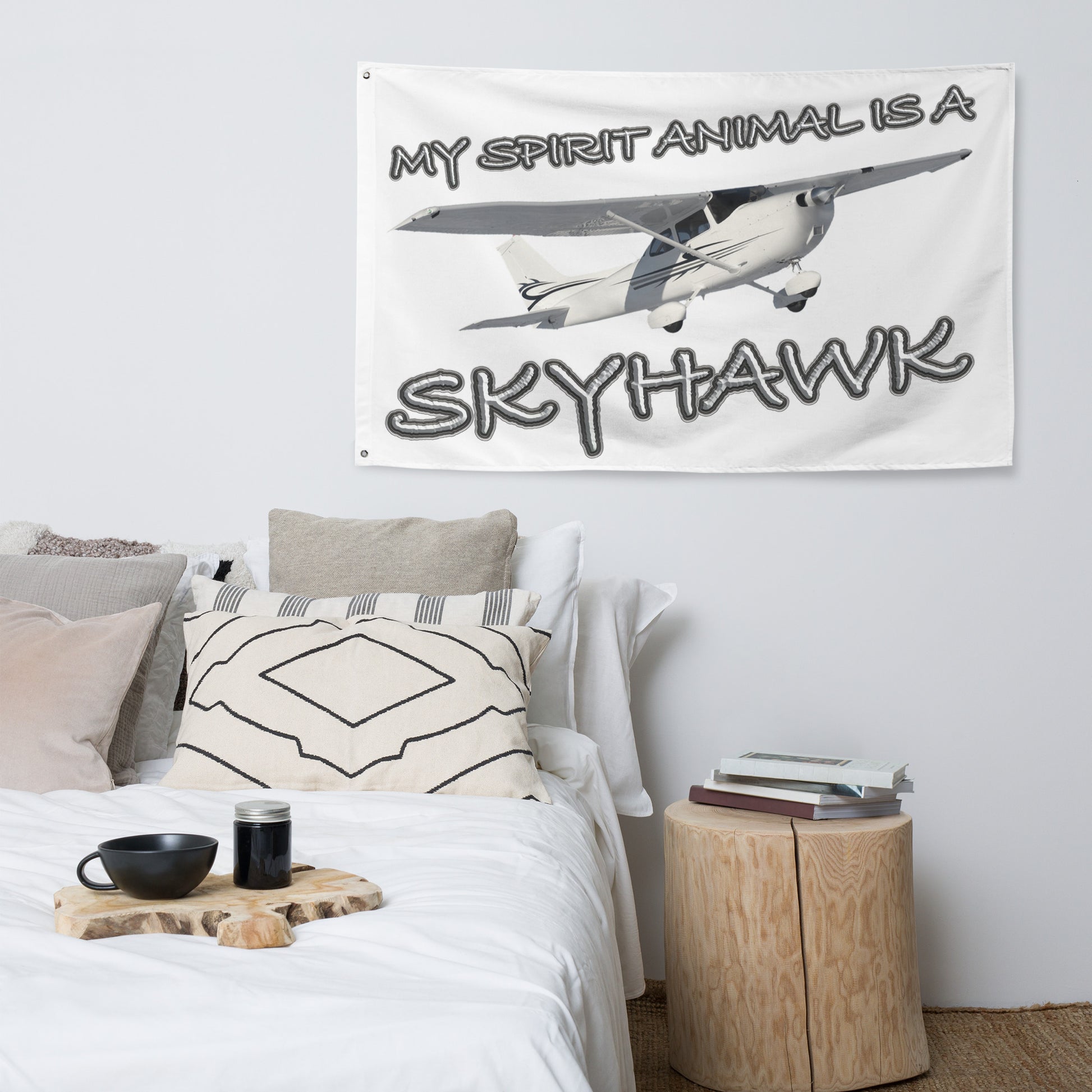My Spirit Animal is a Skyhawk - flag (white)