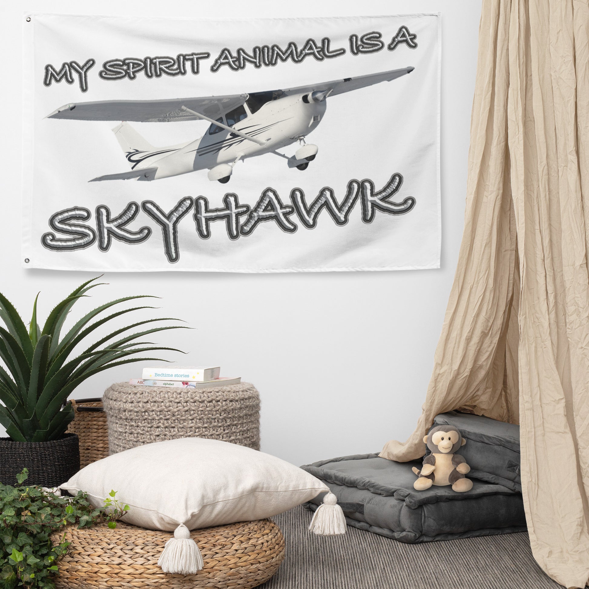 My Spirit Animal is a Skyhawk - flag (white)