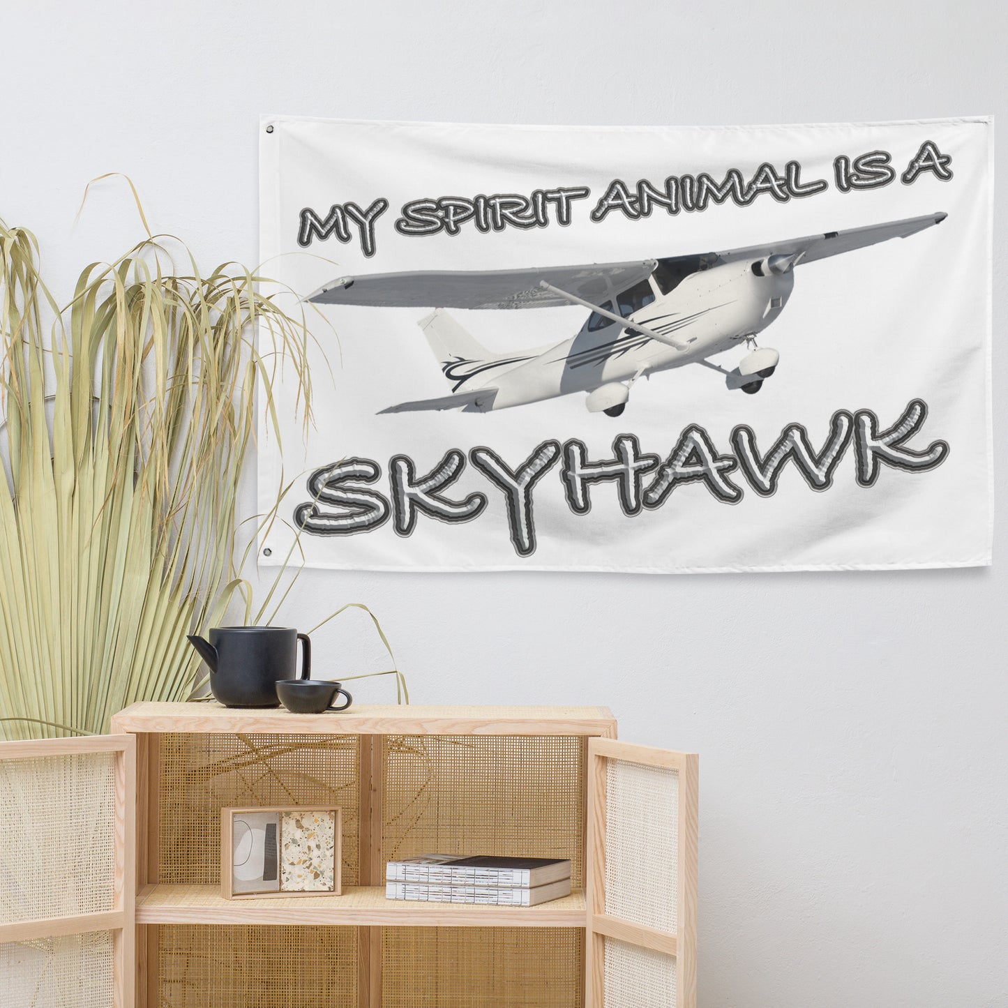 My Spirit Animal is a Skyhawk - flag (white)