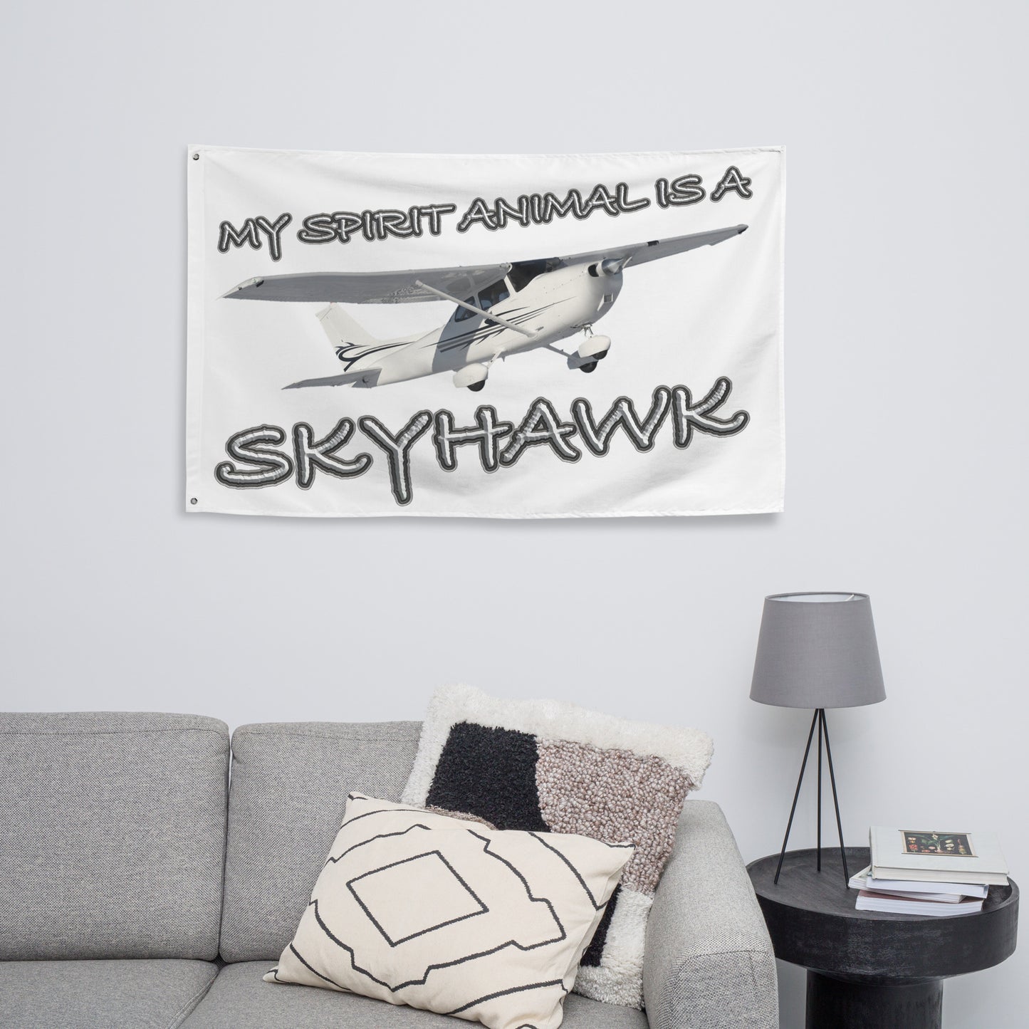 My Spirit Animal is a Skyhawk - flag (white)