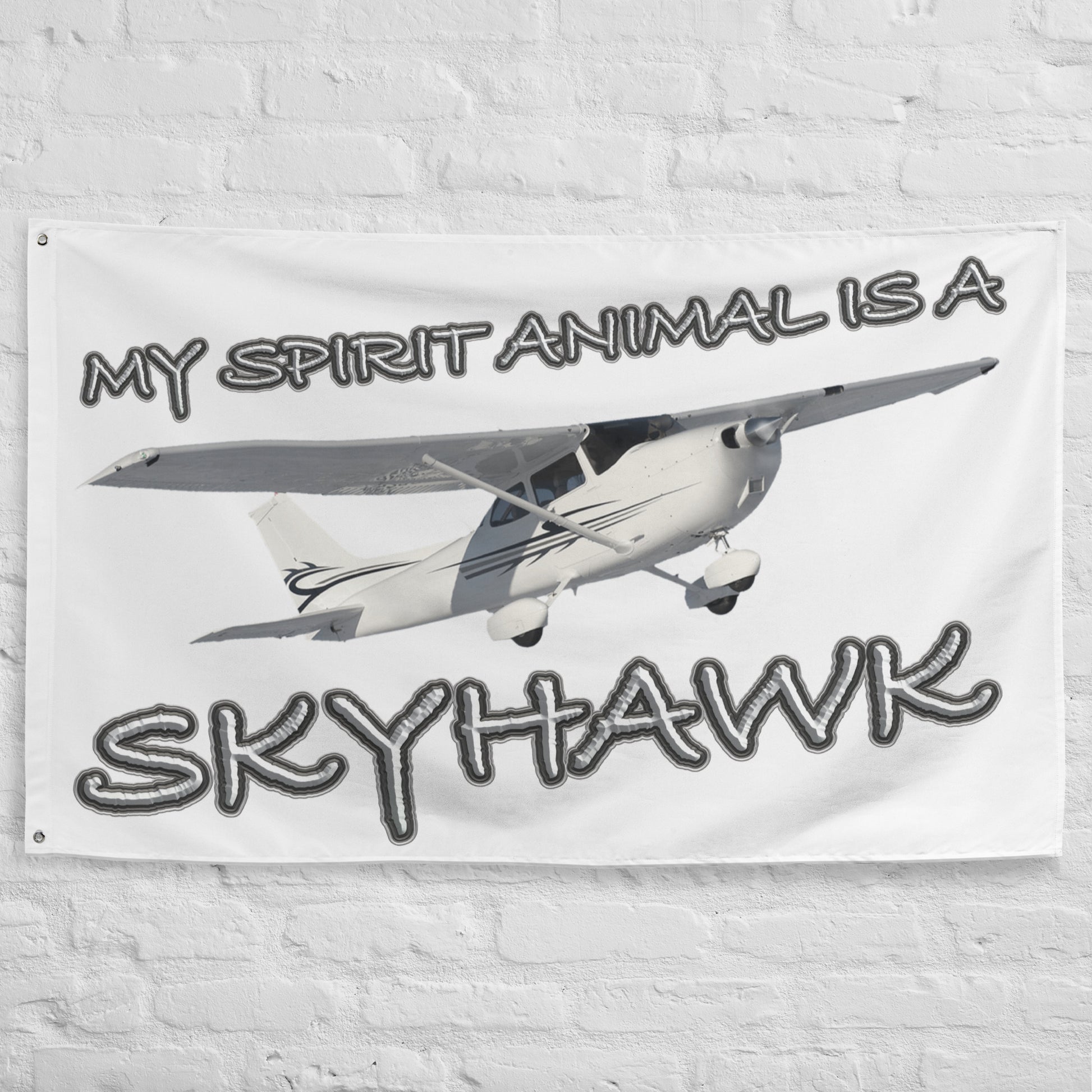 My Spirit Animal is a Skyhawk - flag (white)