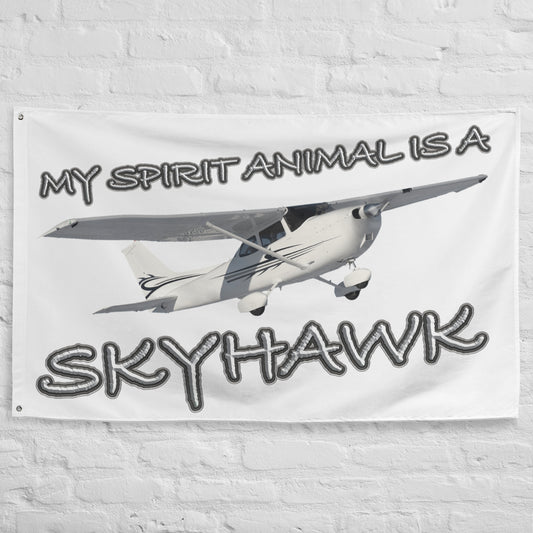 My Spirit Animal is a Skyhawk - flag (white)