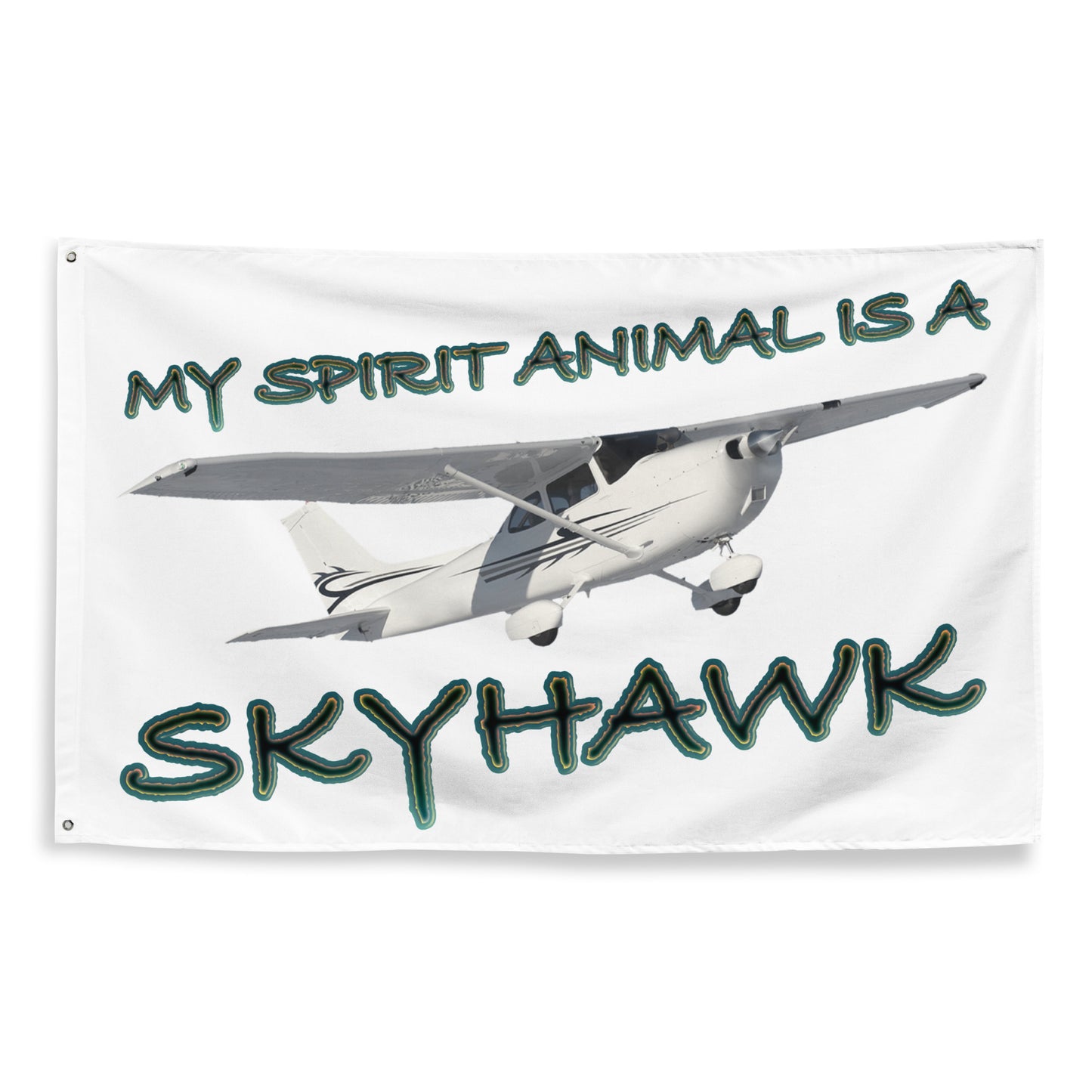My Spirit Animal is a Skyhawk - flag (d. green)