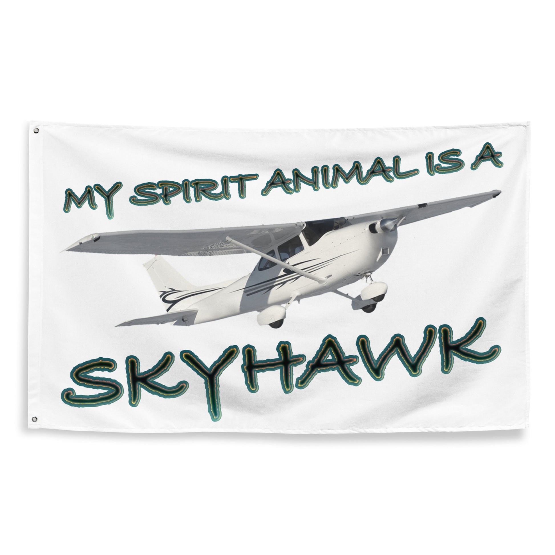 My Spirit Animal is a Skyhawk - flag (d. green)