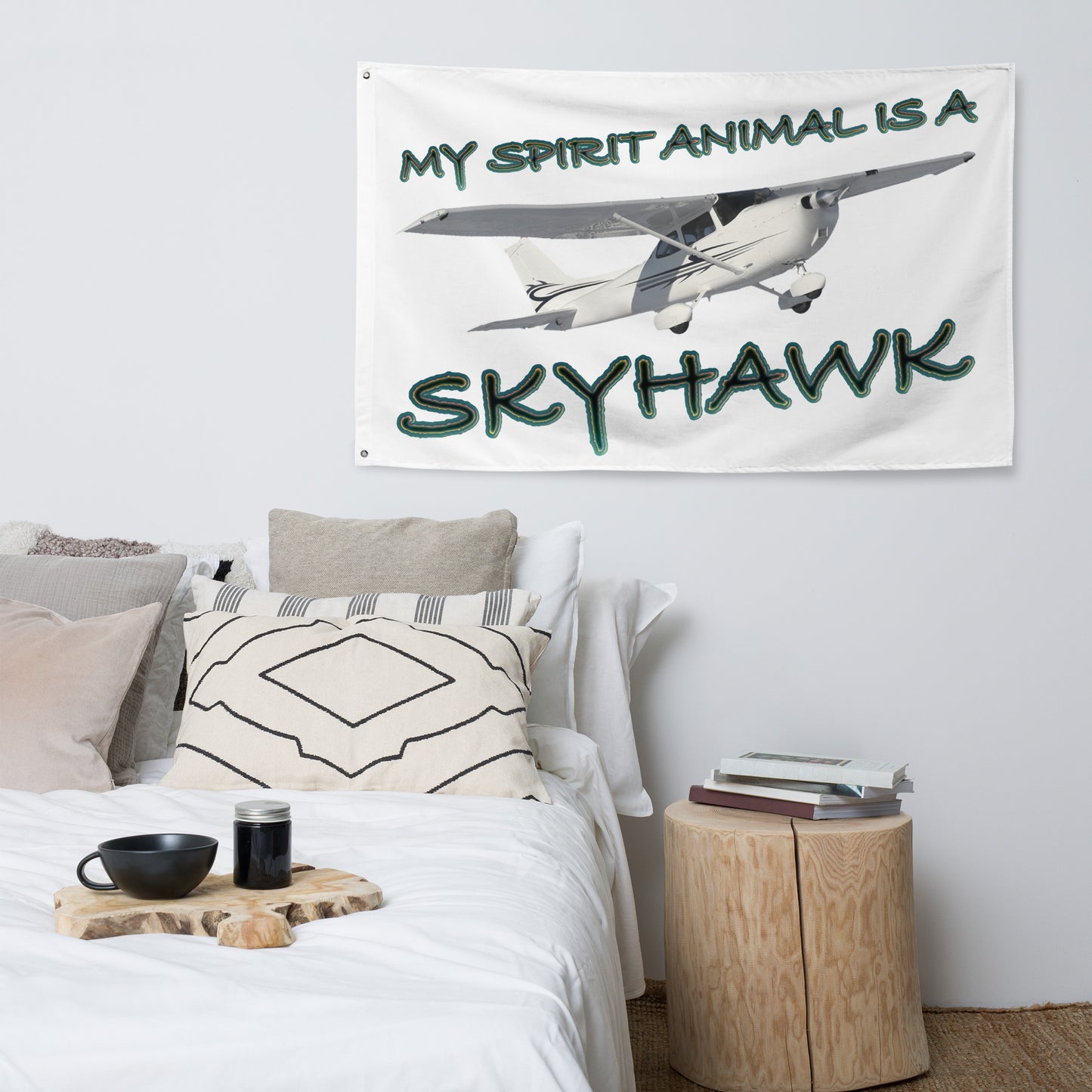 My Spirit Animal is a Skyhawk - flag (d. green)