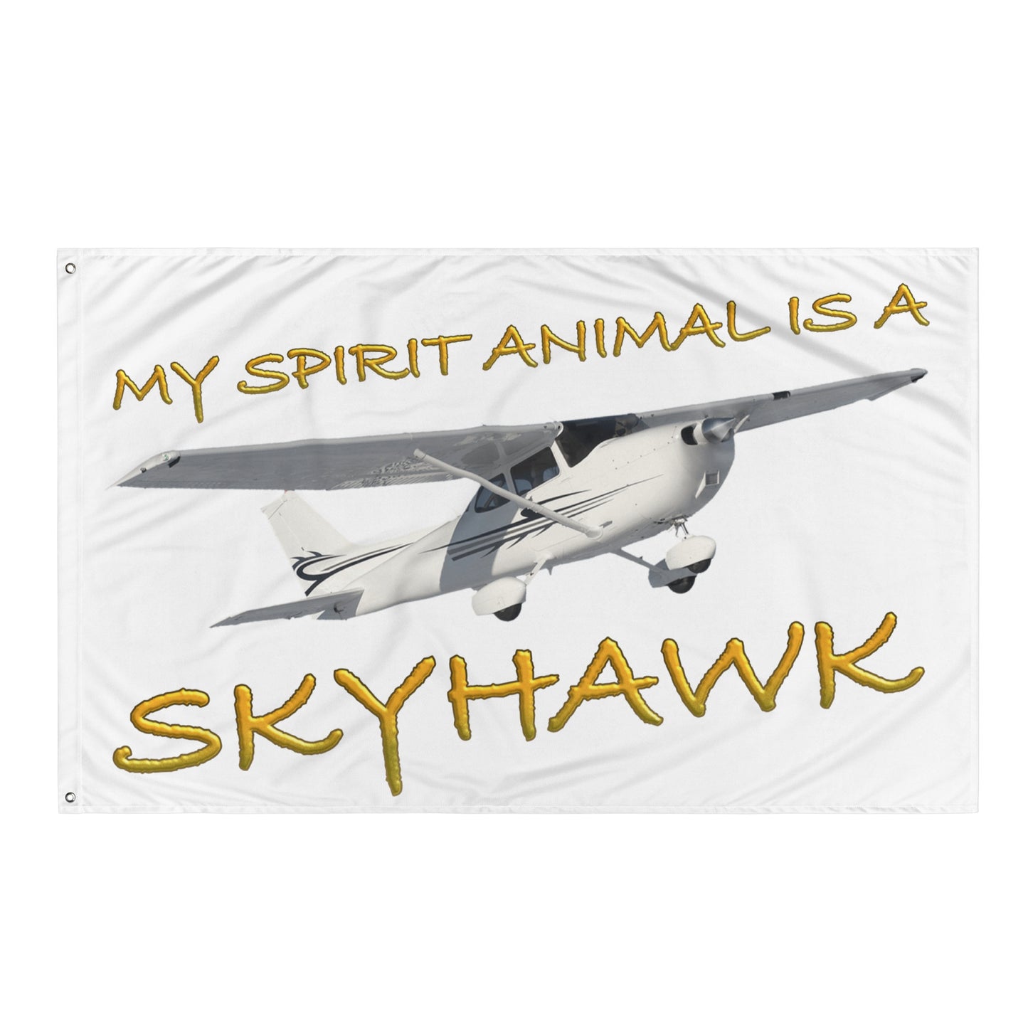 My Spirit Animal is a Skyhawk - flag (yellow)