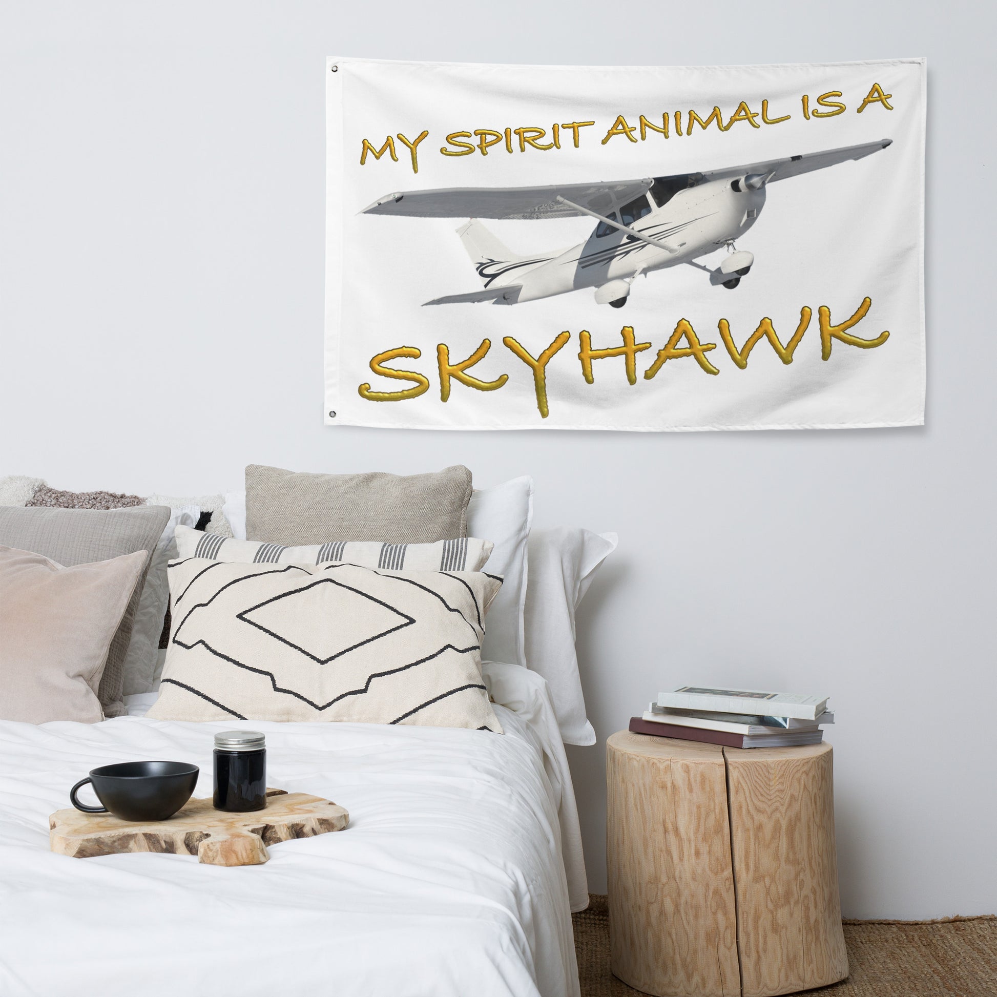 My Spirit Animal is a Skyhawk - flag (yellow)
