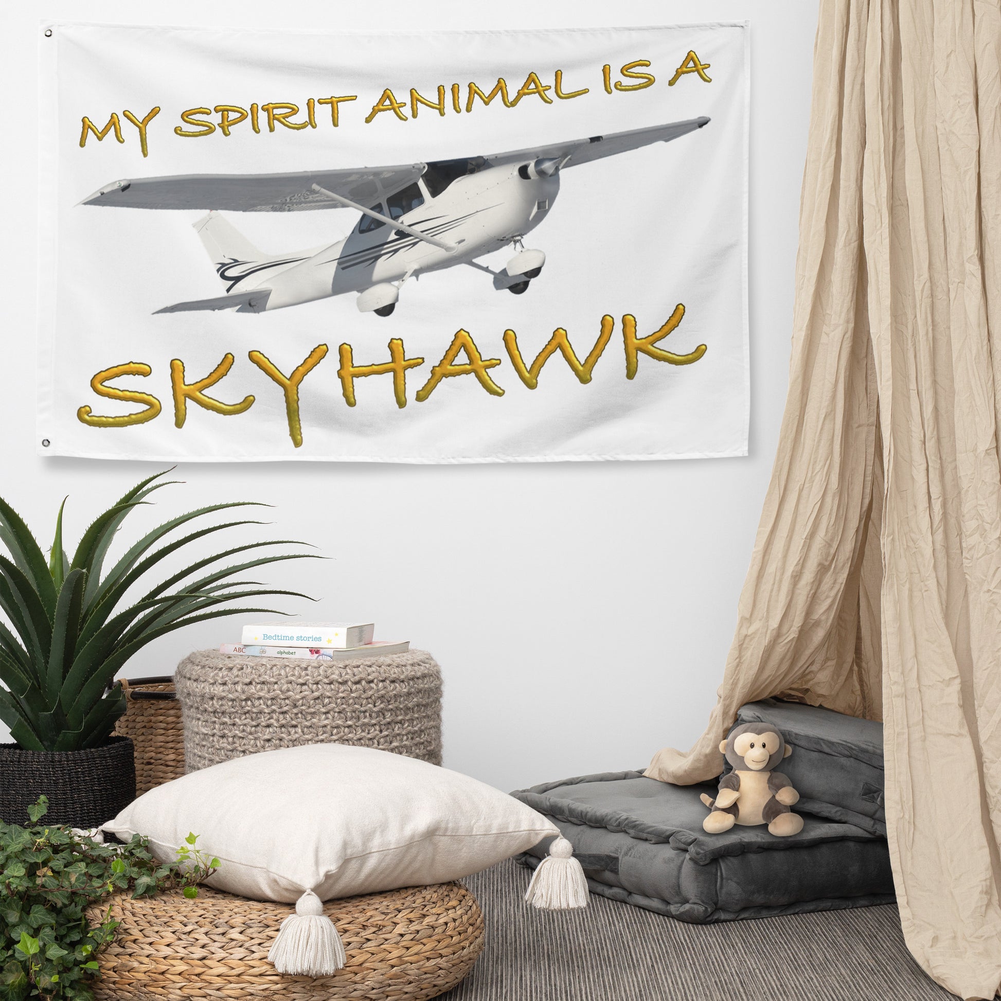 My Spirit Animal is a Skyhawk - flag (yellow)
