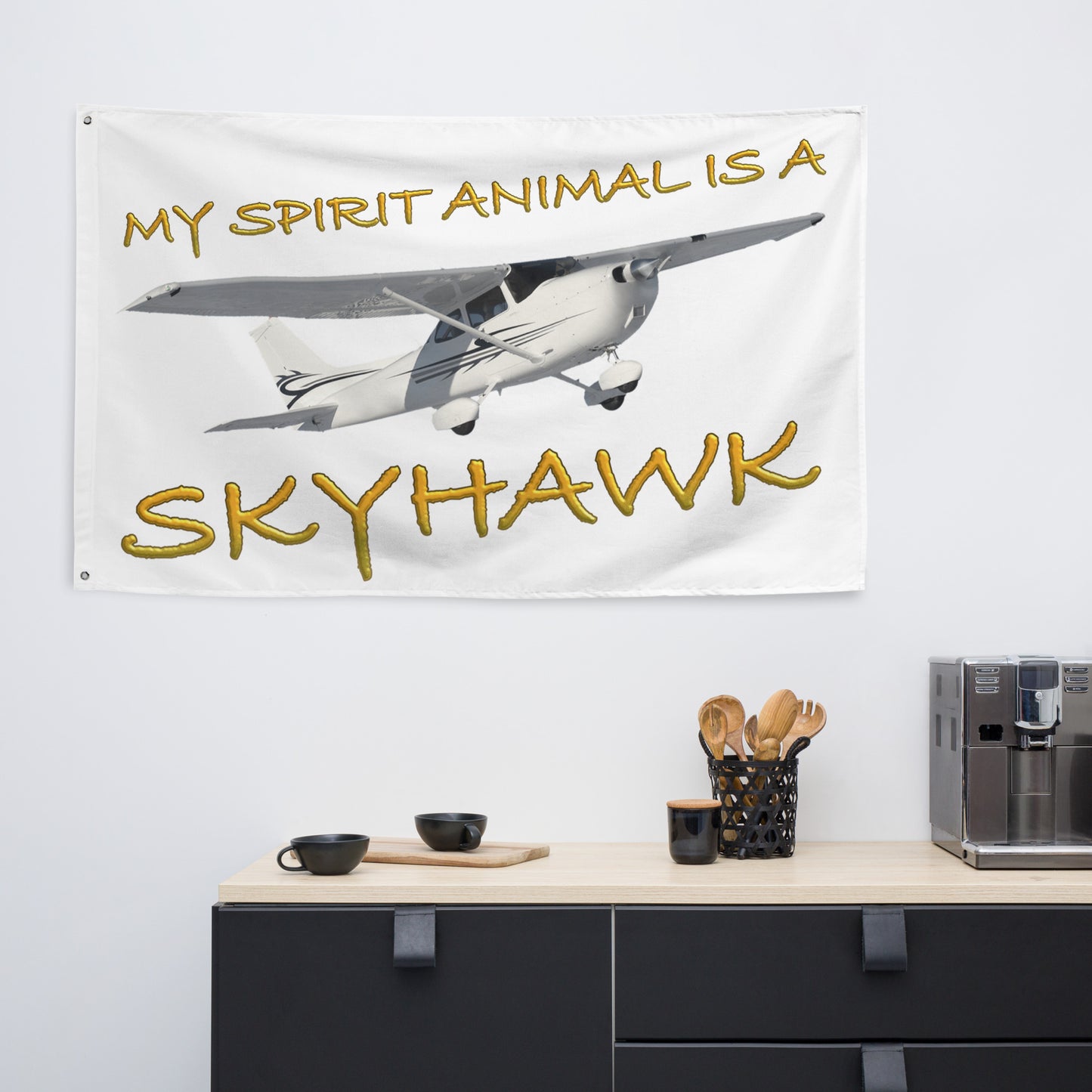 My Spirit Animal is a Skyhawk - flag (yellow)