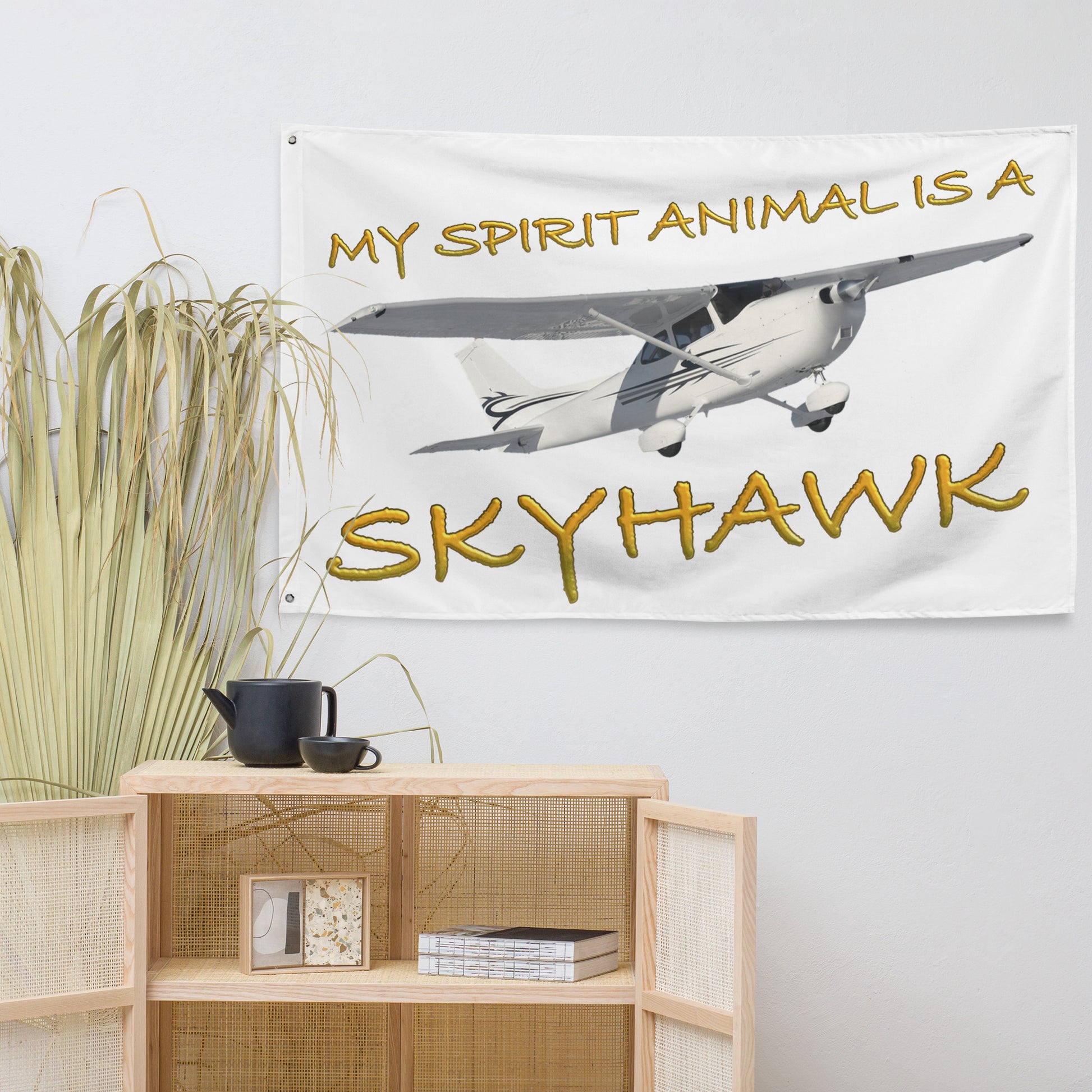 My Spirit Animal is a Skyhawk - flag (yellow)