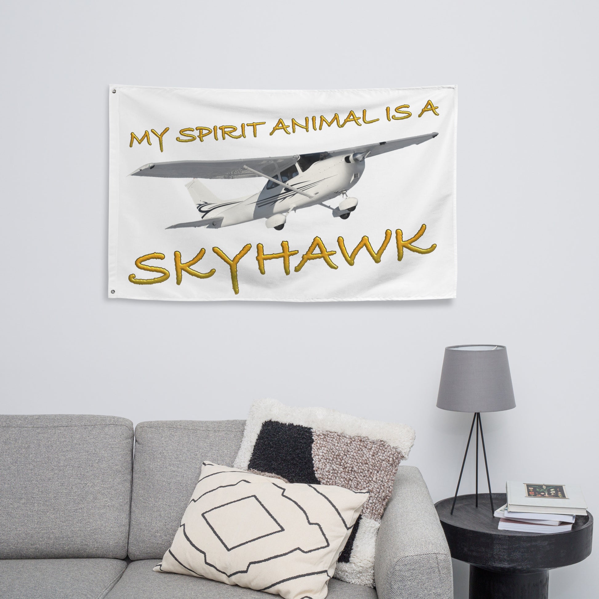 My Spirit Animal is a Skyhawk - flag (yellow)