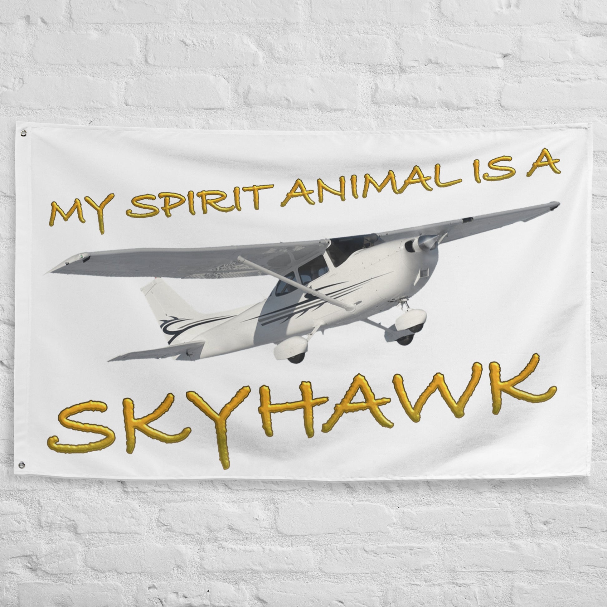 My Spirit Animal is a Skyhawk - flag (yellow)