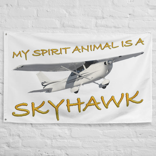 My Spirit Animal is a Skyhawk - flag (yellow)