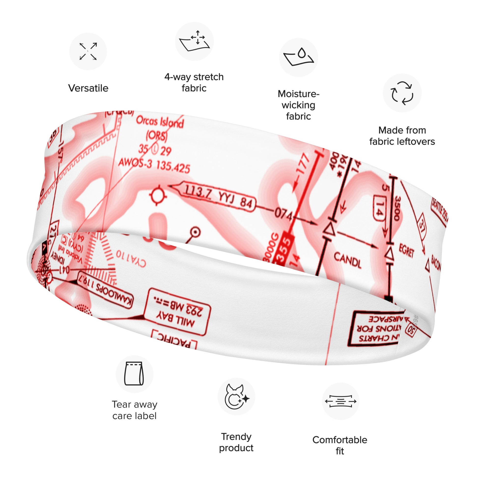 Enroute Low Altitude Chart - red and white headband