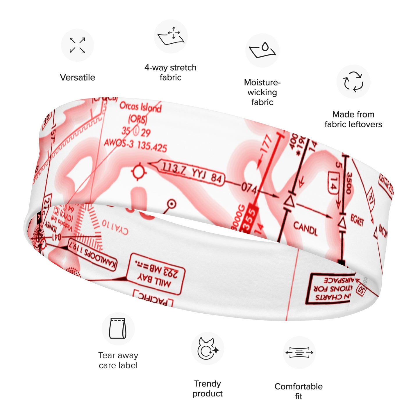 Enroute Low Altitude Chart - red and white headband