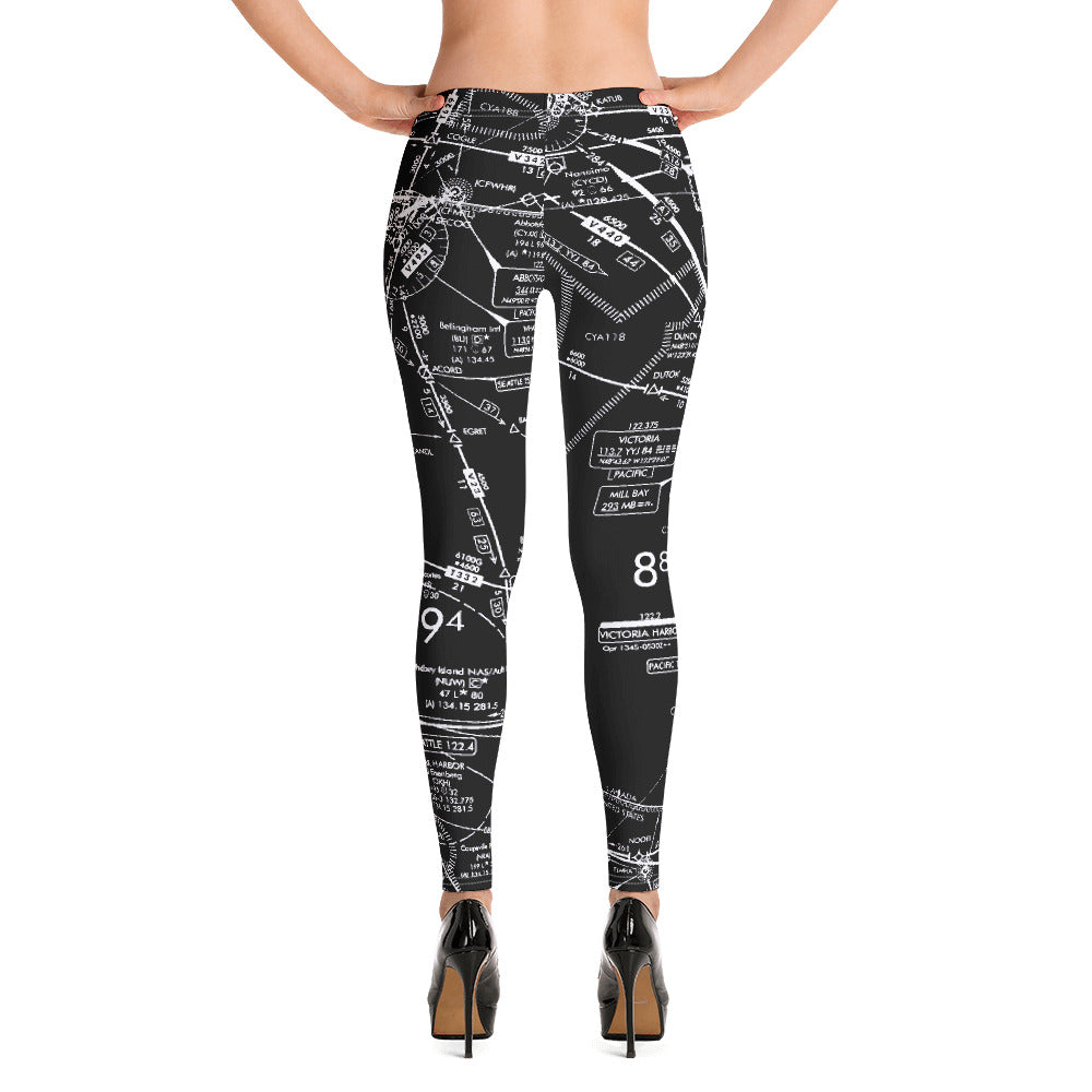 Enroute Low Altitude (ELUS1) Chart Leggings - B&W