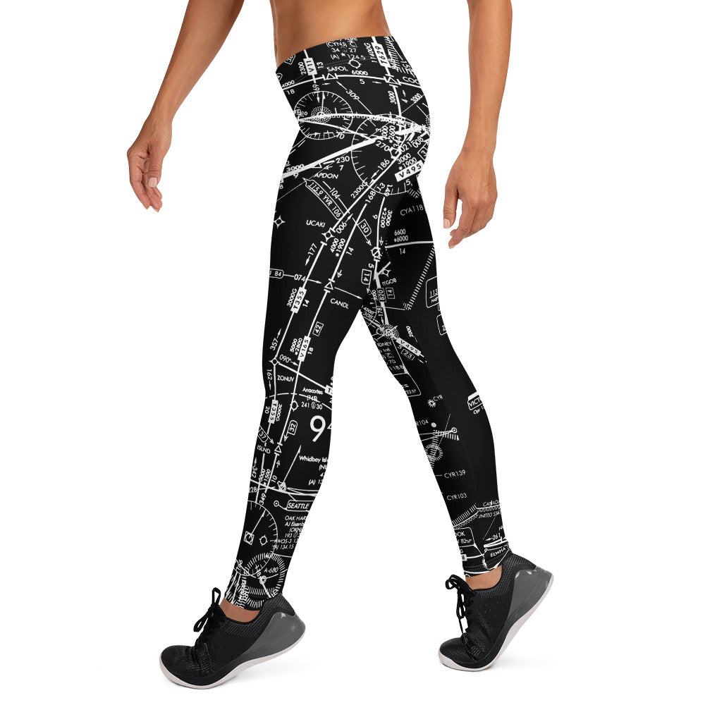 Enroute Low Altitude (ELUS1) Chart Leggings - B&W
