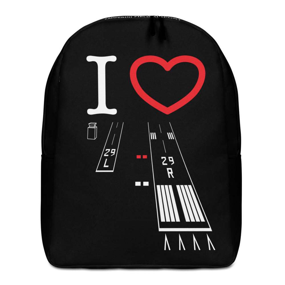 Torrance Airport Runways 29L / 29R black minimalist backpack