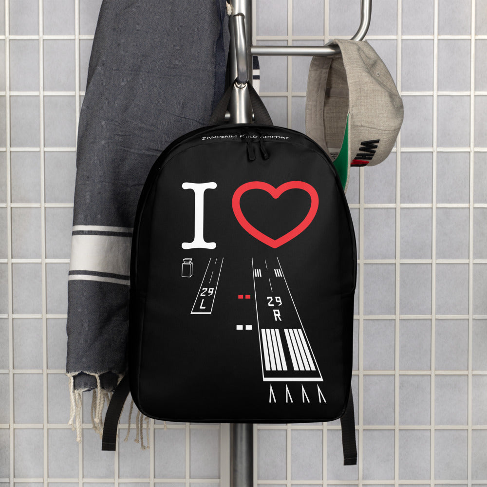 Torrance Airport Runways 29L / 29R black minimalist backpack