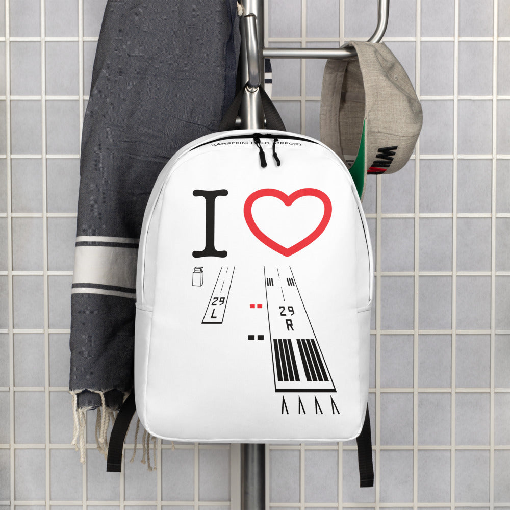 Torrance Airport Runways 29L / 29R white minimalist backpack