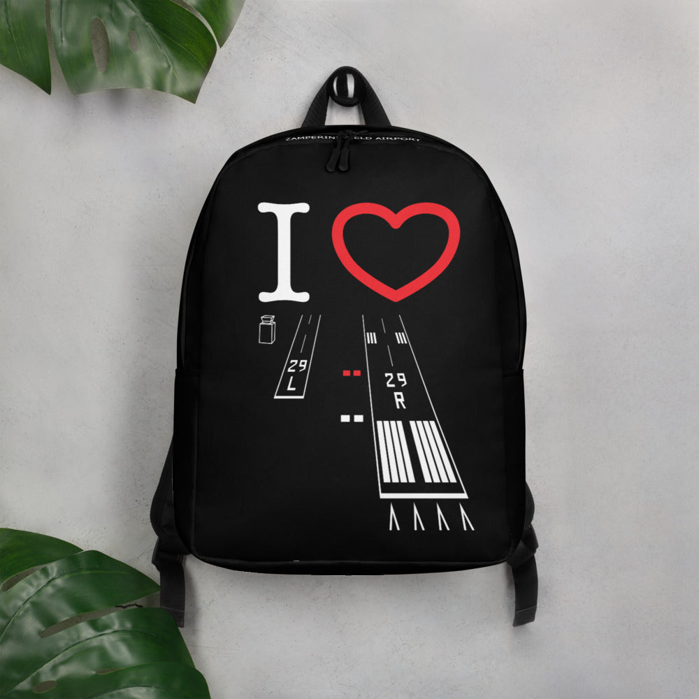 Torrance Airport Runways 29L / 29R black minimalist backpack