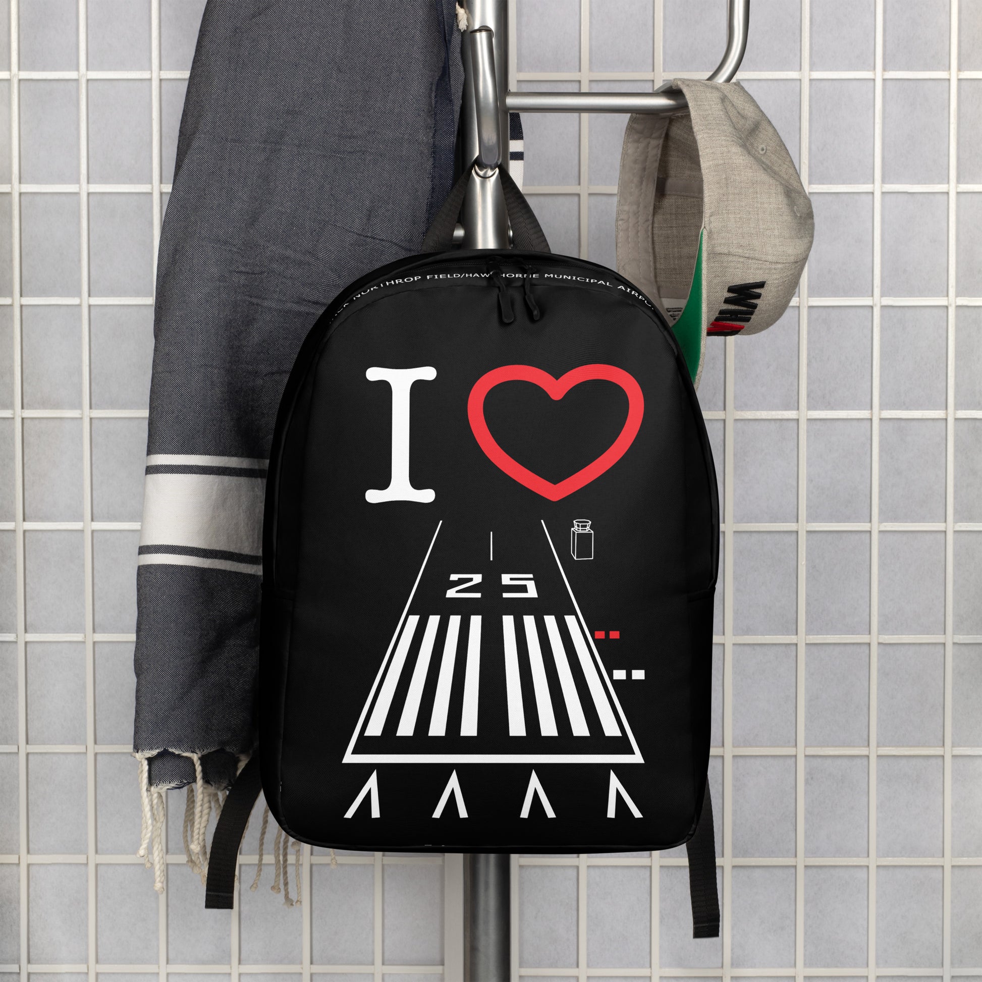 Hawthorne Airport Runway 25 - black minimalist backpack