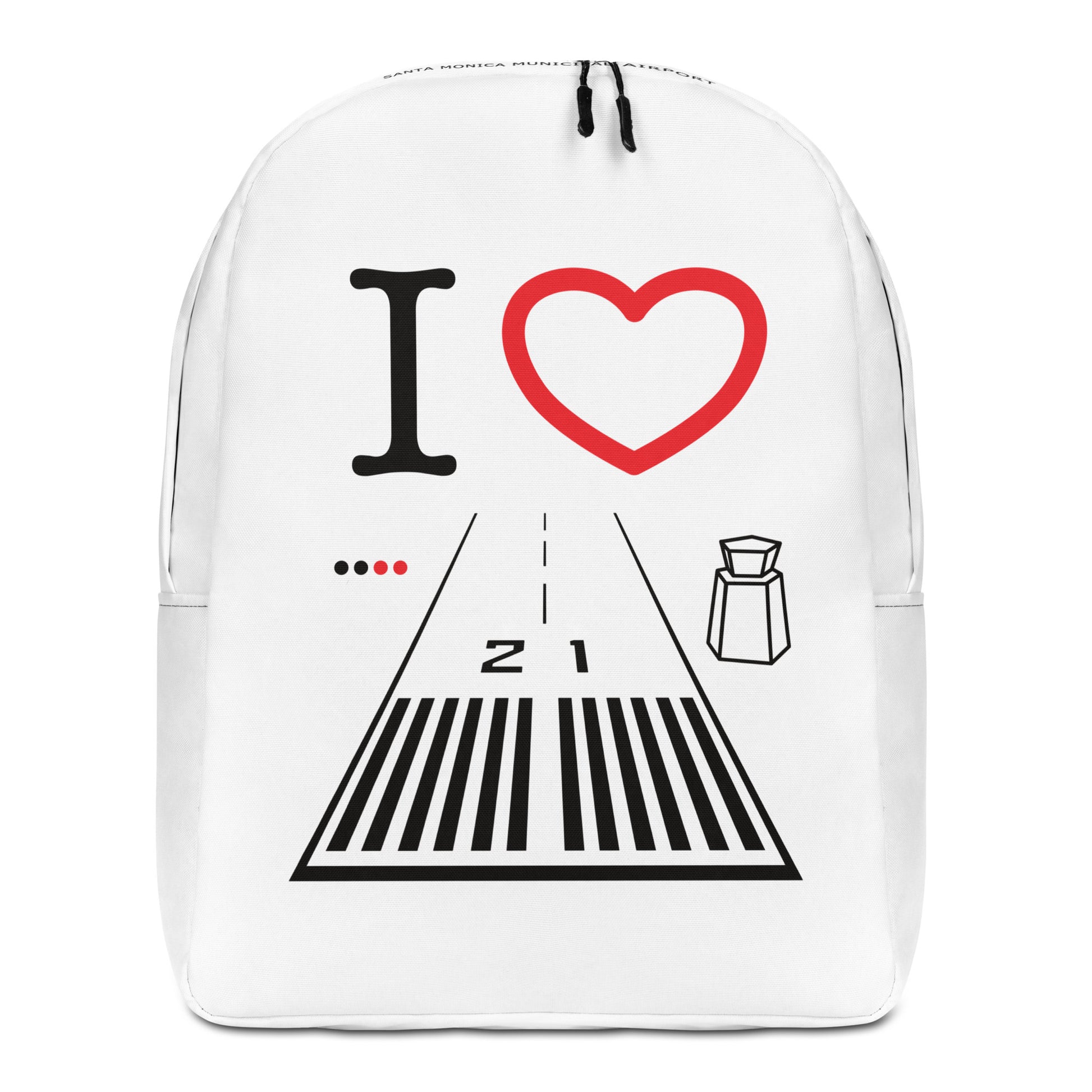 Santa Monica Airport Runway 21 - white minimalist backpack