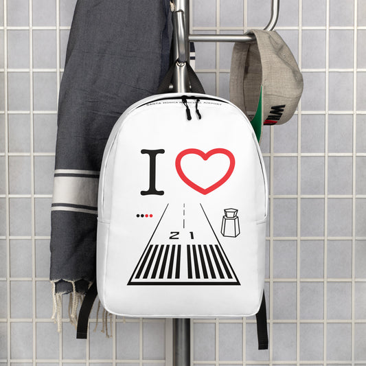 Santa Monica Airport Runway 21 - white minimalist backpack