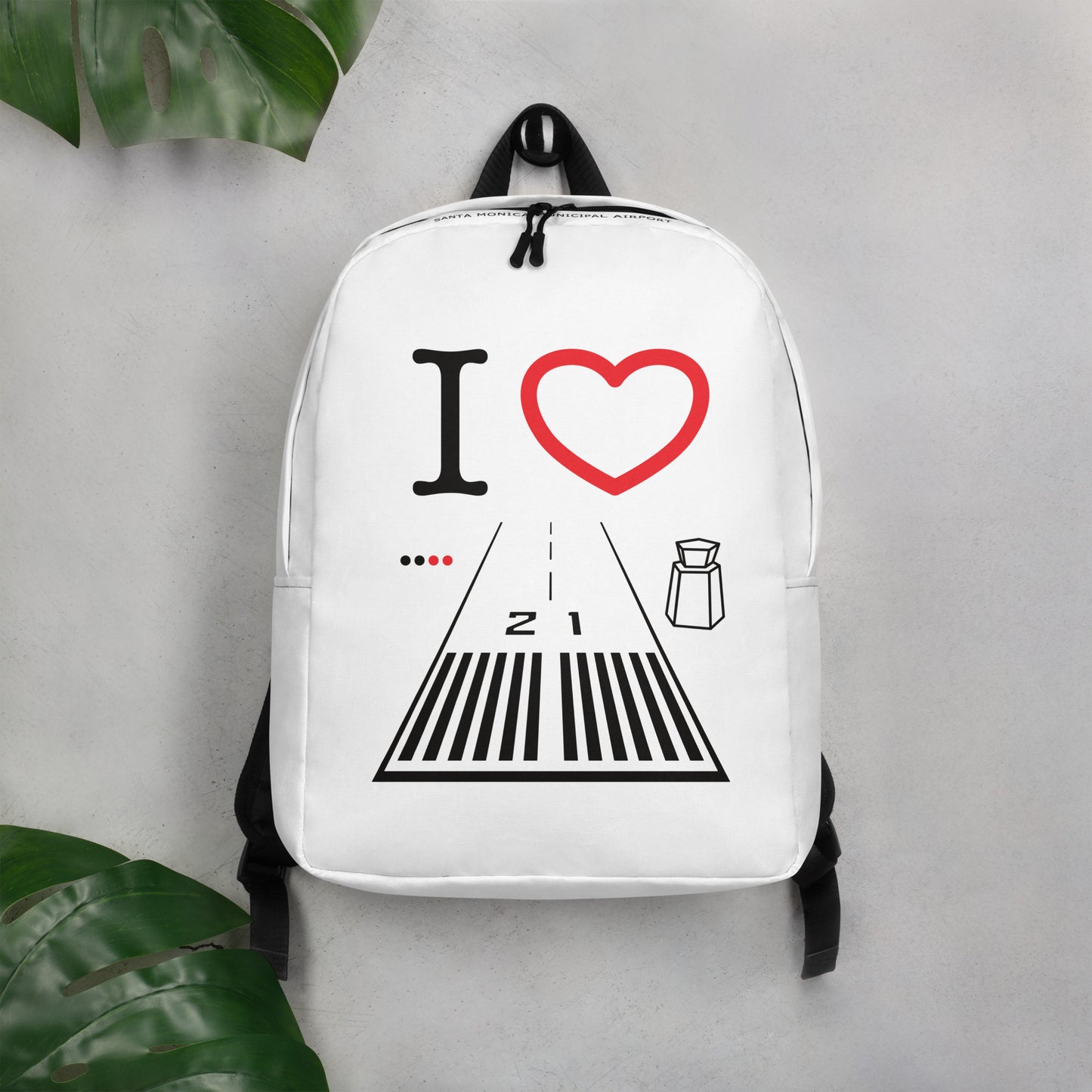 Santa Monica Airport Runway 21 - white minimalist backpack