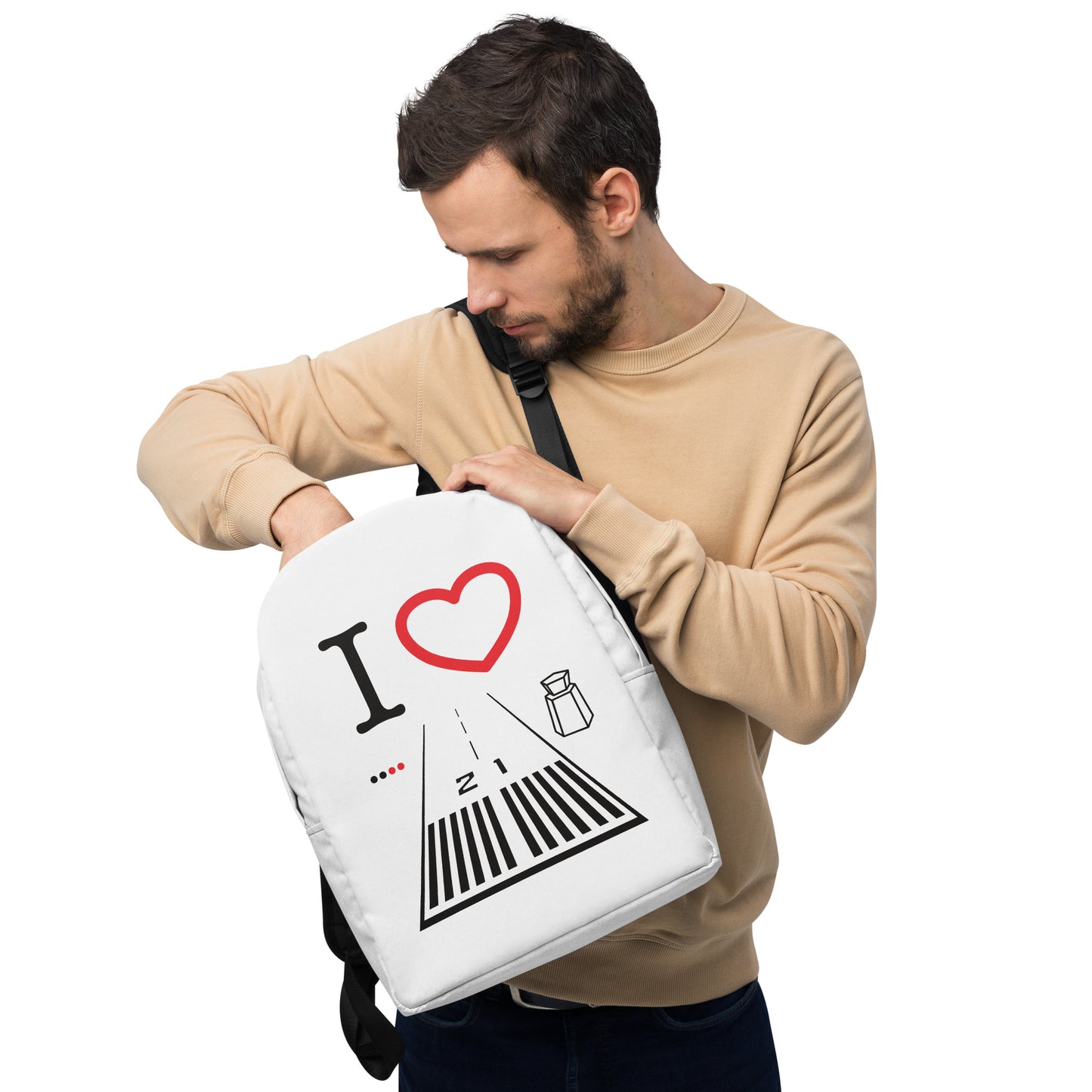 Santa Monica Airport Runway 21 - white minimalist backpack