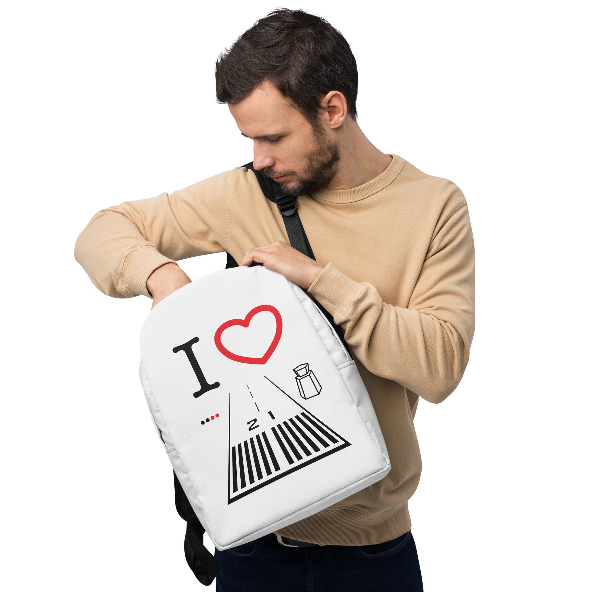 Santa Monica Airport Runway 21 - white minimalist backpack