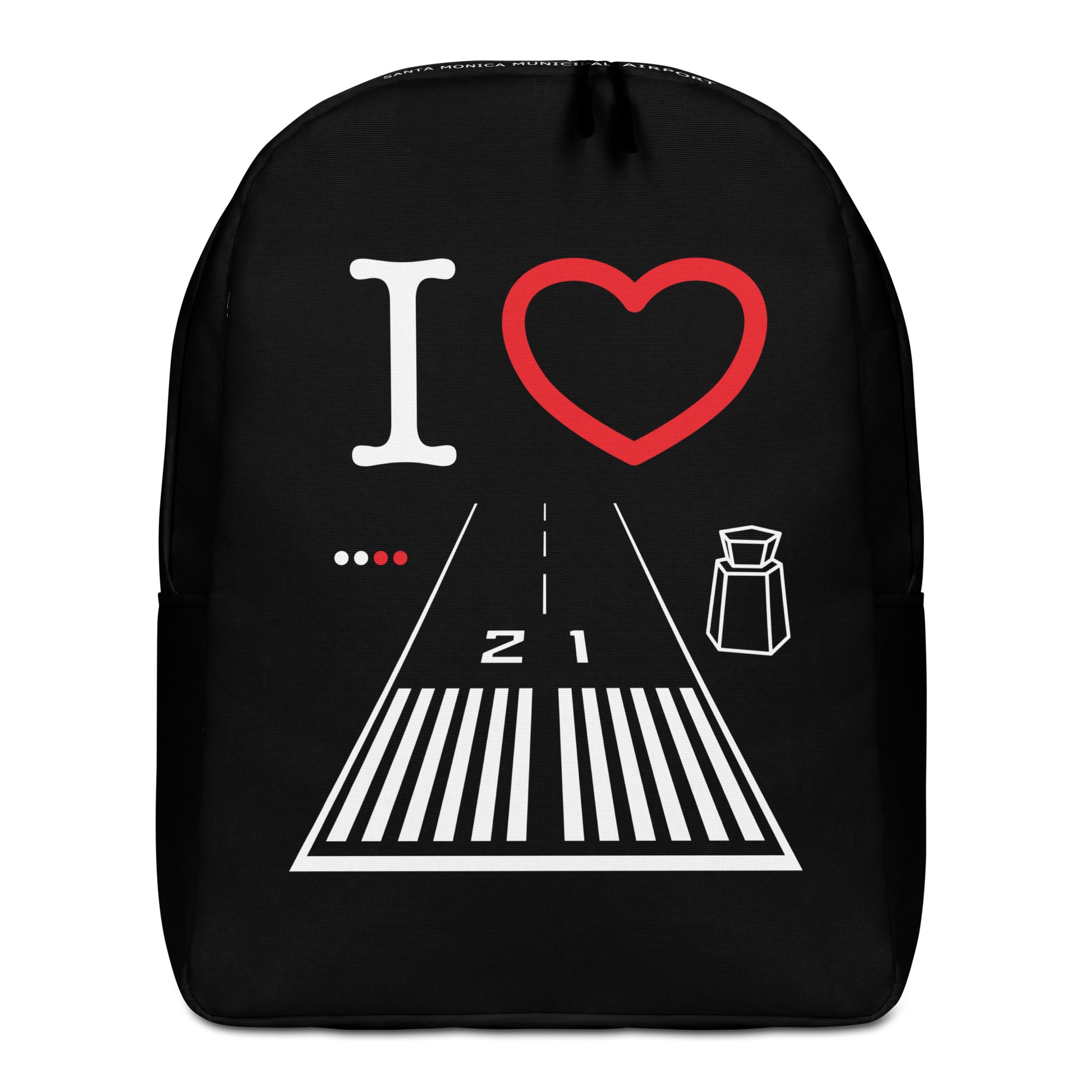 Santa Monica Airport Runway 21 - black minimalist backpack