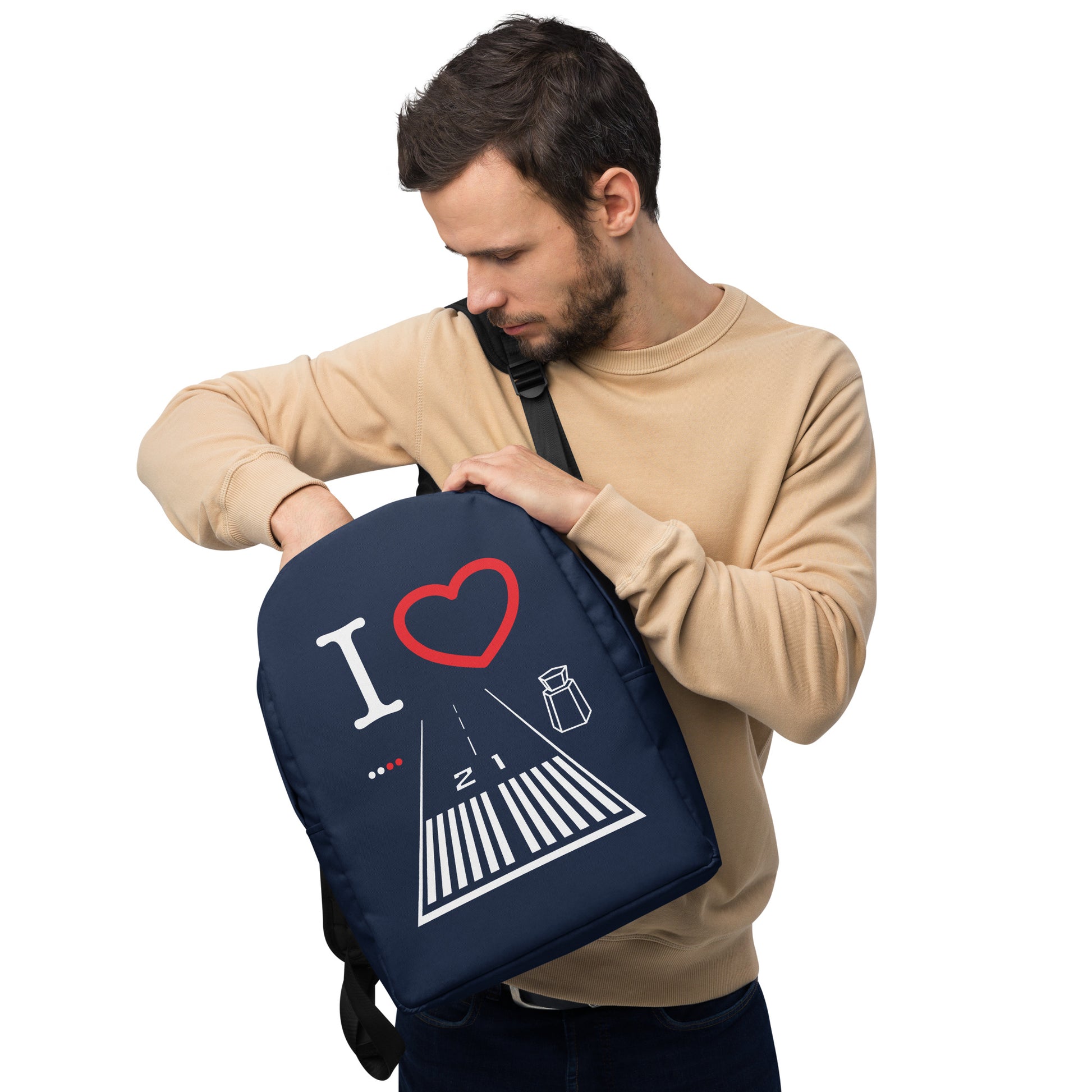 Santa Monica Airport Runway 21 - navy minimalist backpack