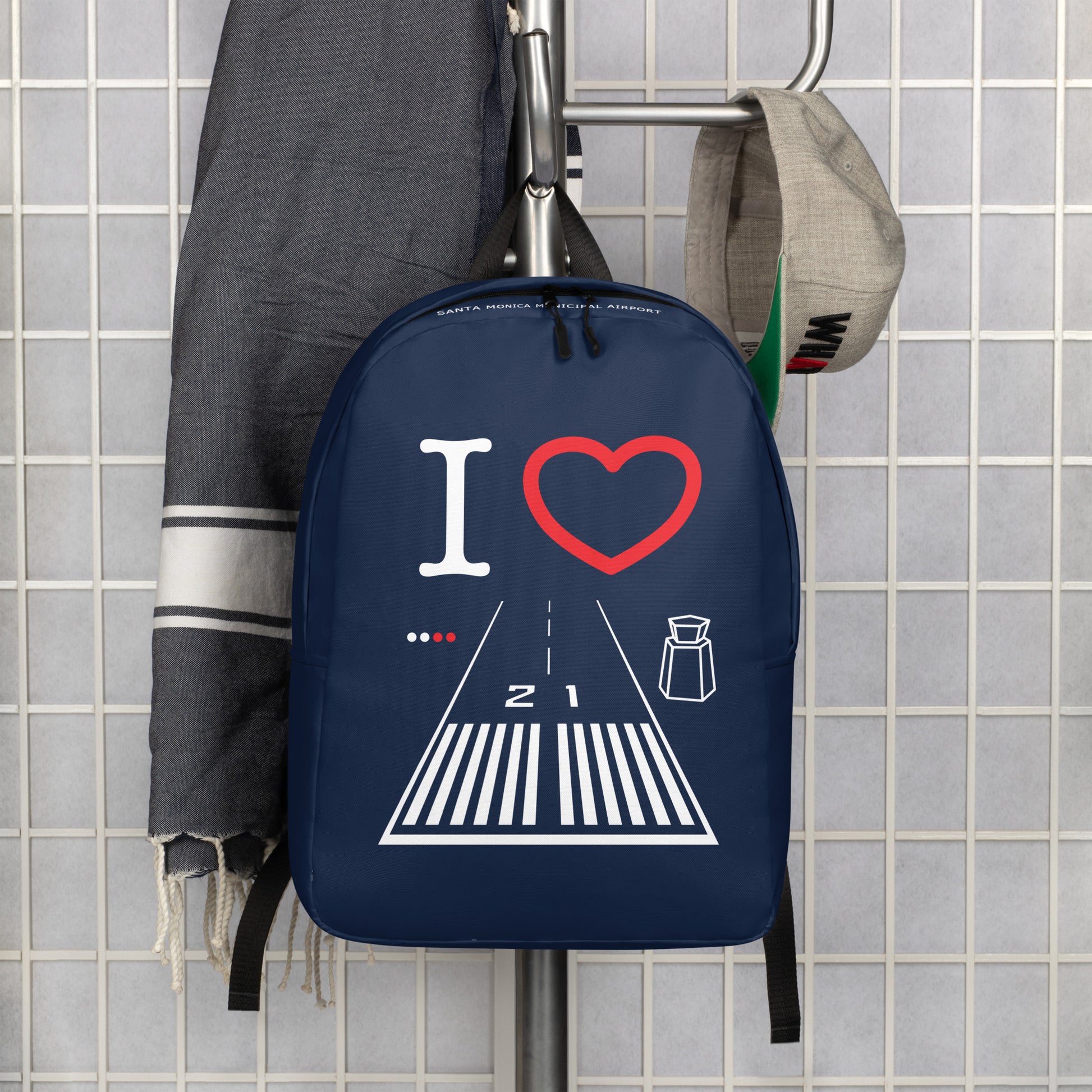 Santa Monica Airport Runway 21 - navy minimalist backpack