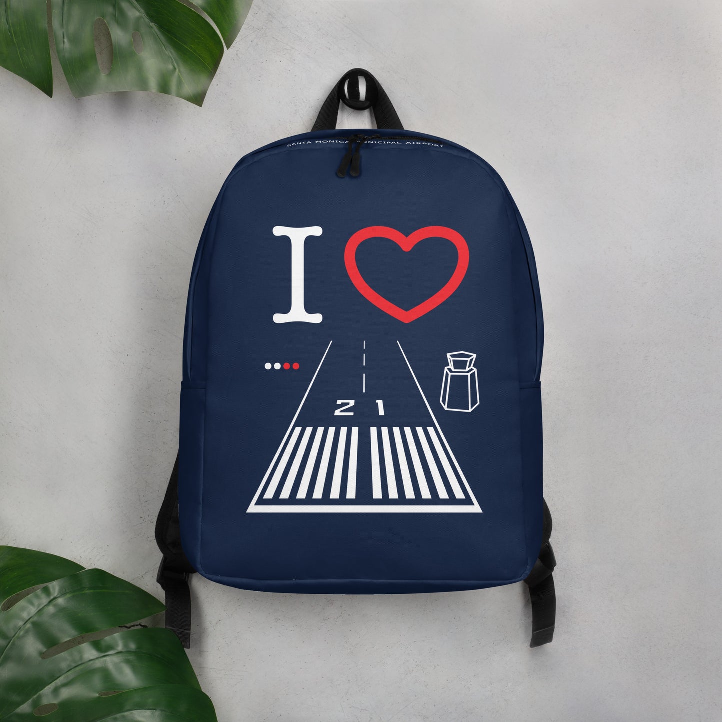 Santa Monica Airport Runway 21 - navy minimalist backpack