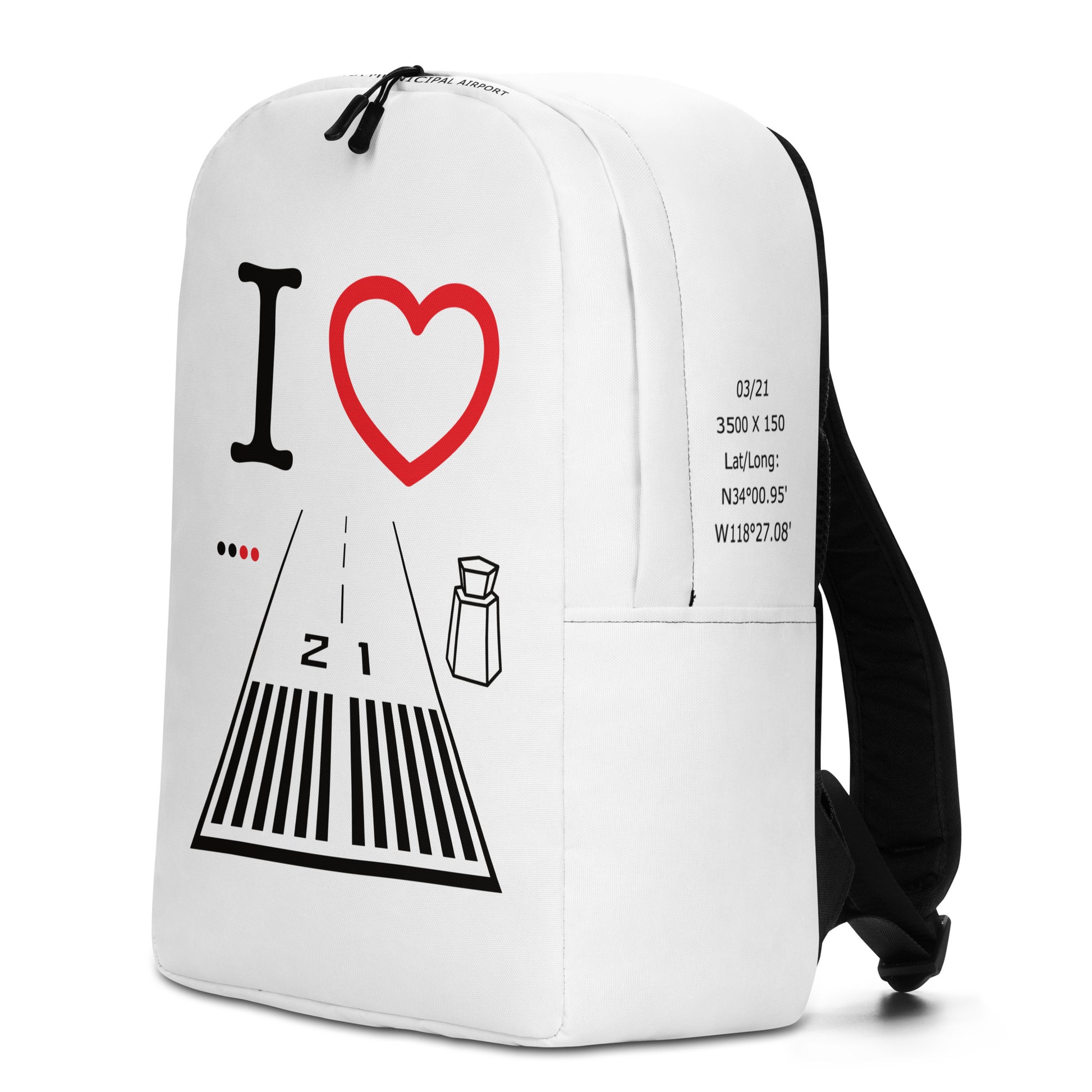 Santa Monica Airport Runway 21 - white minimalist backpack