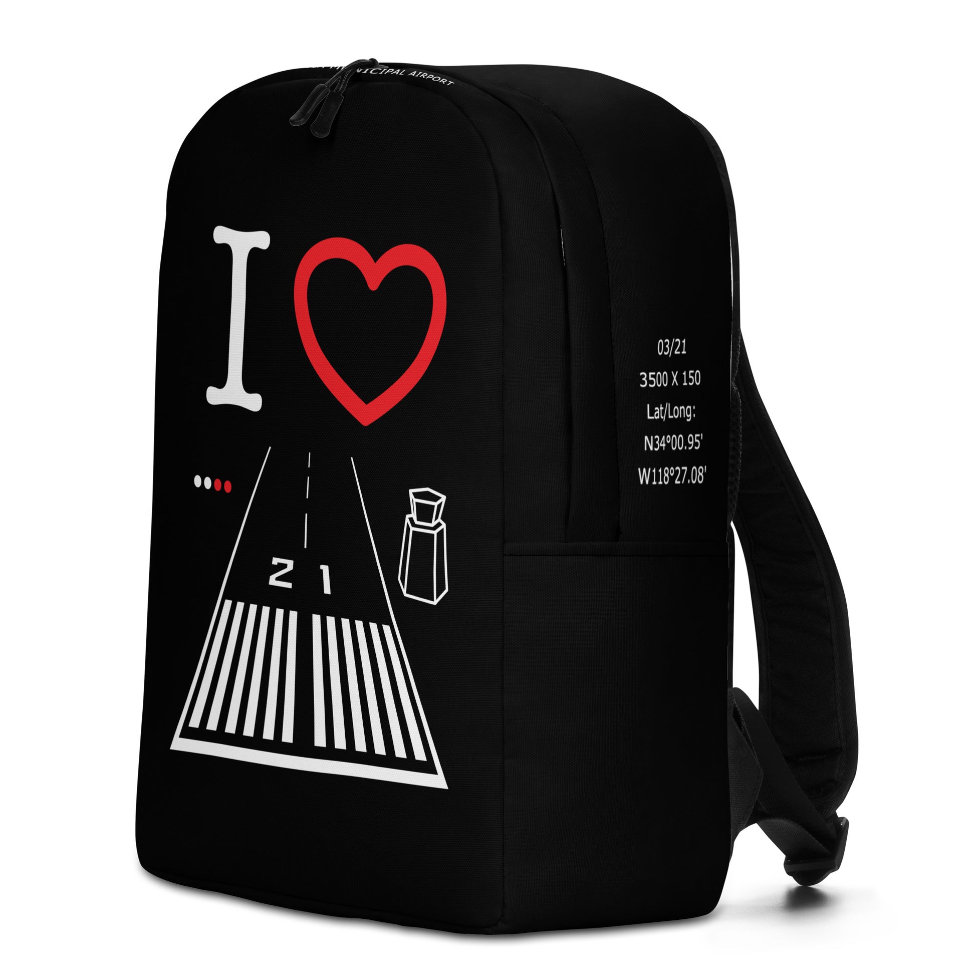 Santa Monica Airport Runway 21 - black minimalist backpack