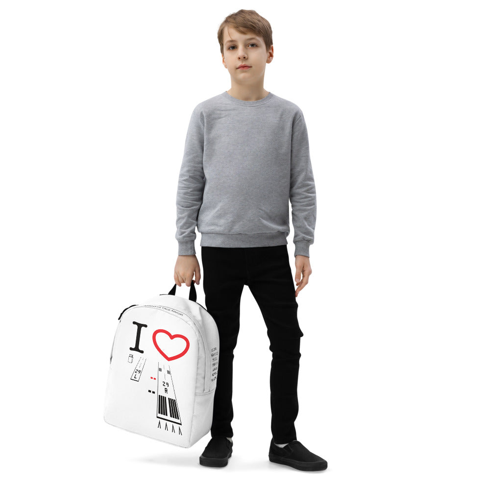 Torrance Airport Runways 29L / 29R white minimalist backpack