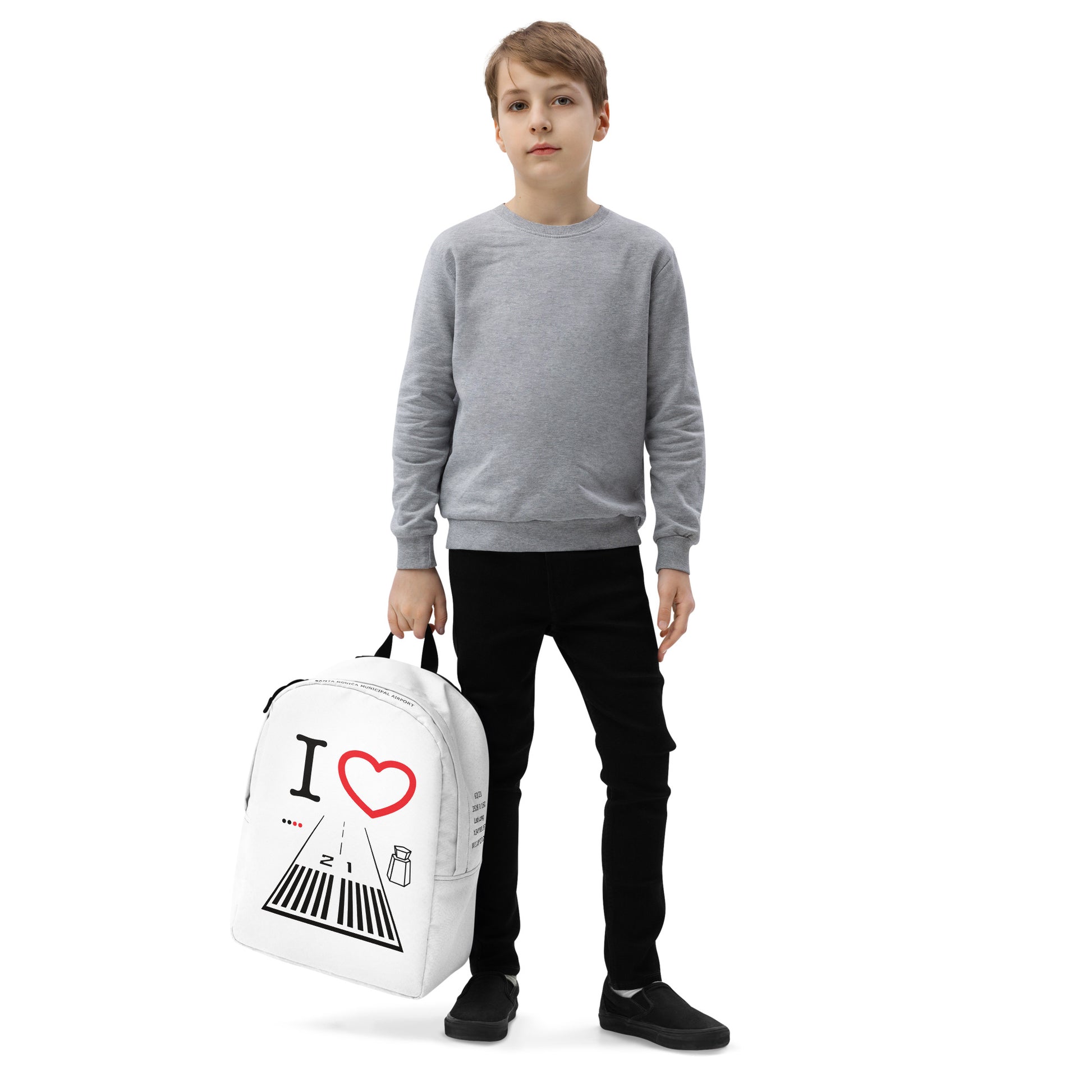 Santa Monica Airport Runway 21 - white minimalist backpack