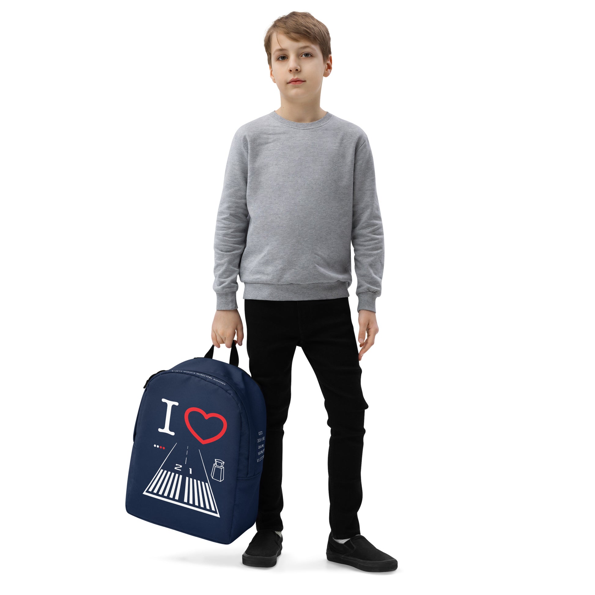Santa Monica Airport Runway 21 - navy minimalist backpack