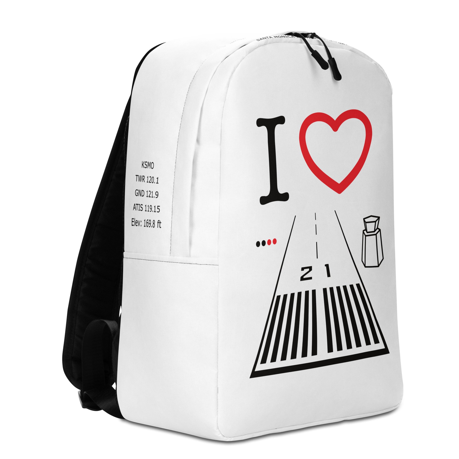 Santa Monica Airport Runway 21 - white minimalist backpack