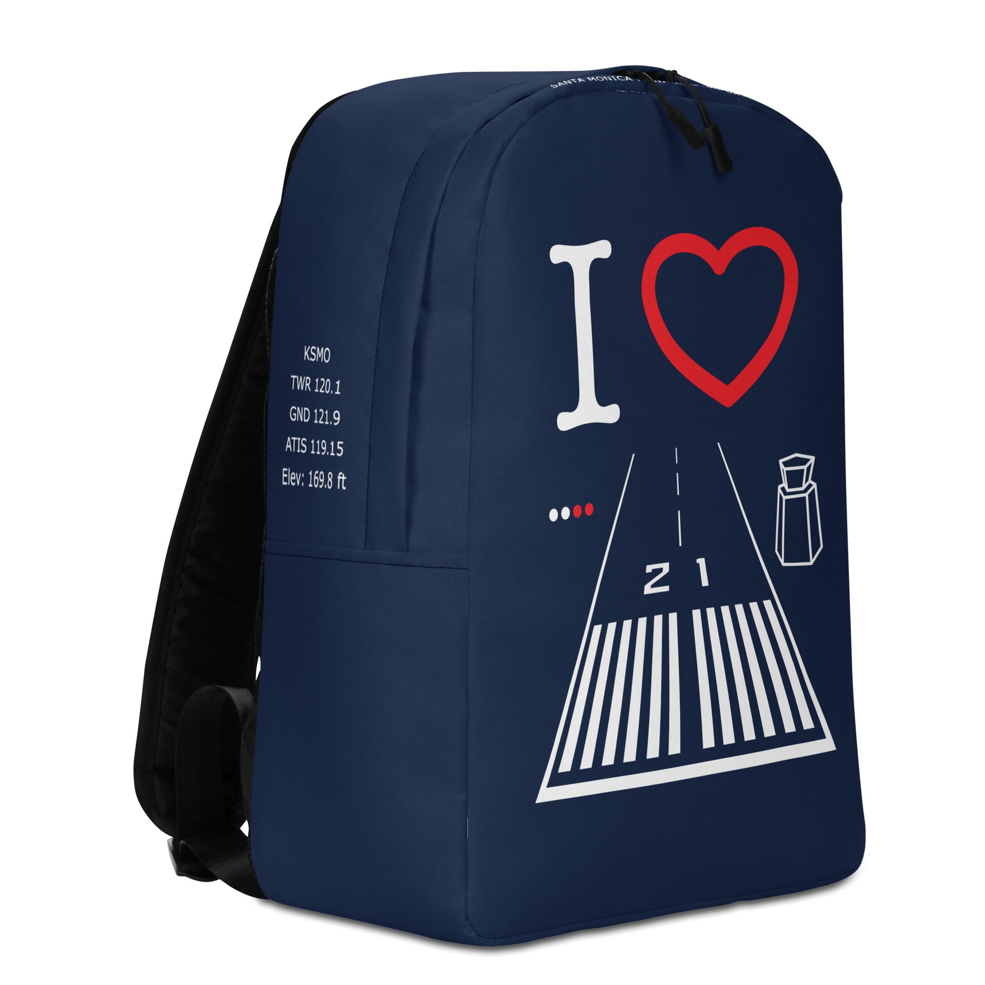 Santa Monica Airport Runway 21 - navy minimalist backpack
